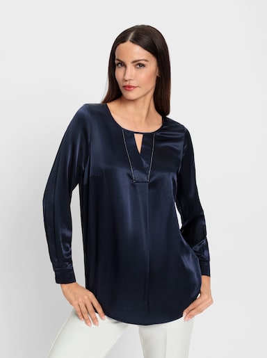 heine Satijnen blouse in comfortmodel - marine