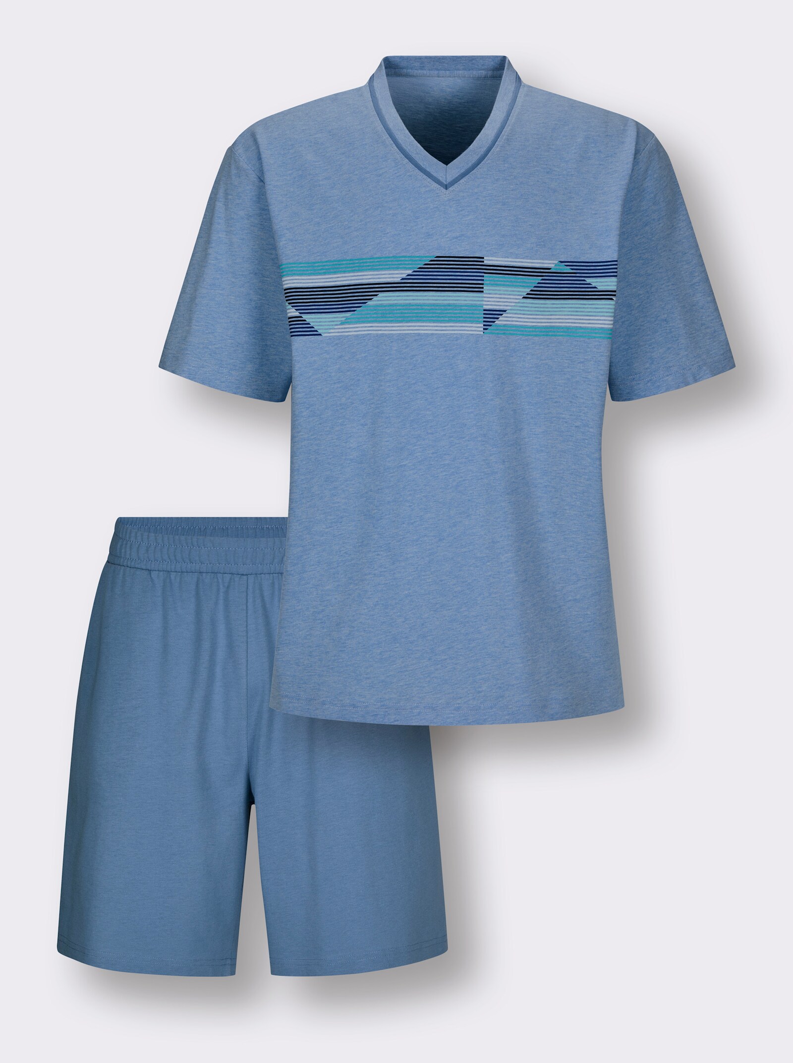 wäschepur men Shorty in Single-Jersey-Qualität - mittelblau-meliert