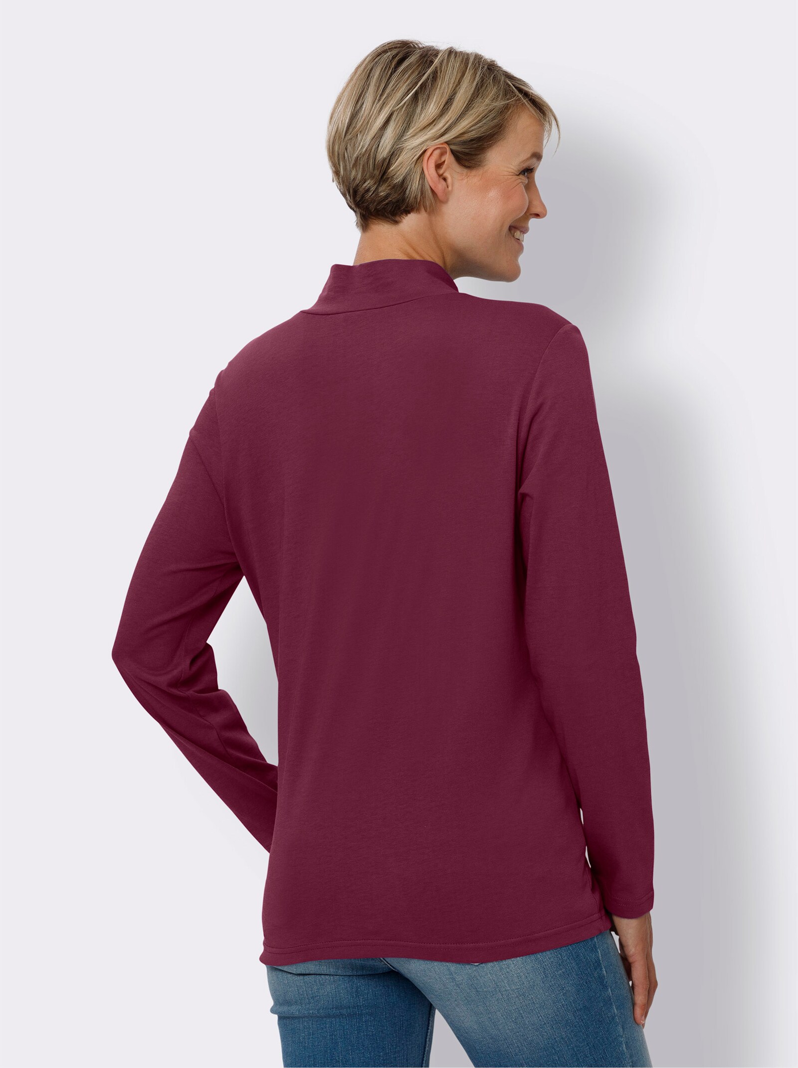 Tričko, stojačik, ozdobné gombíky na pleciach - hnedofialová