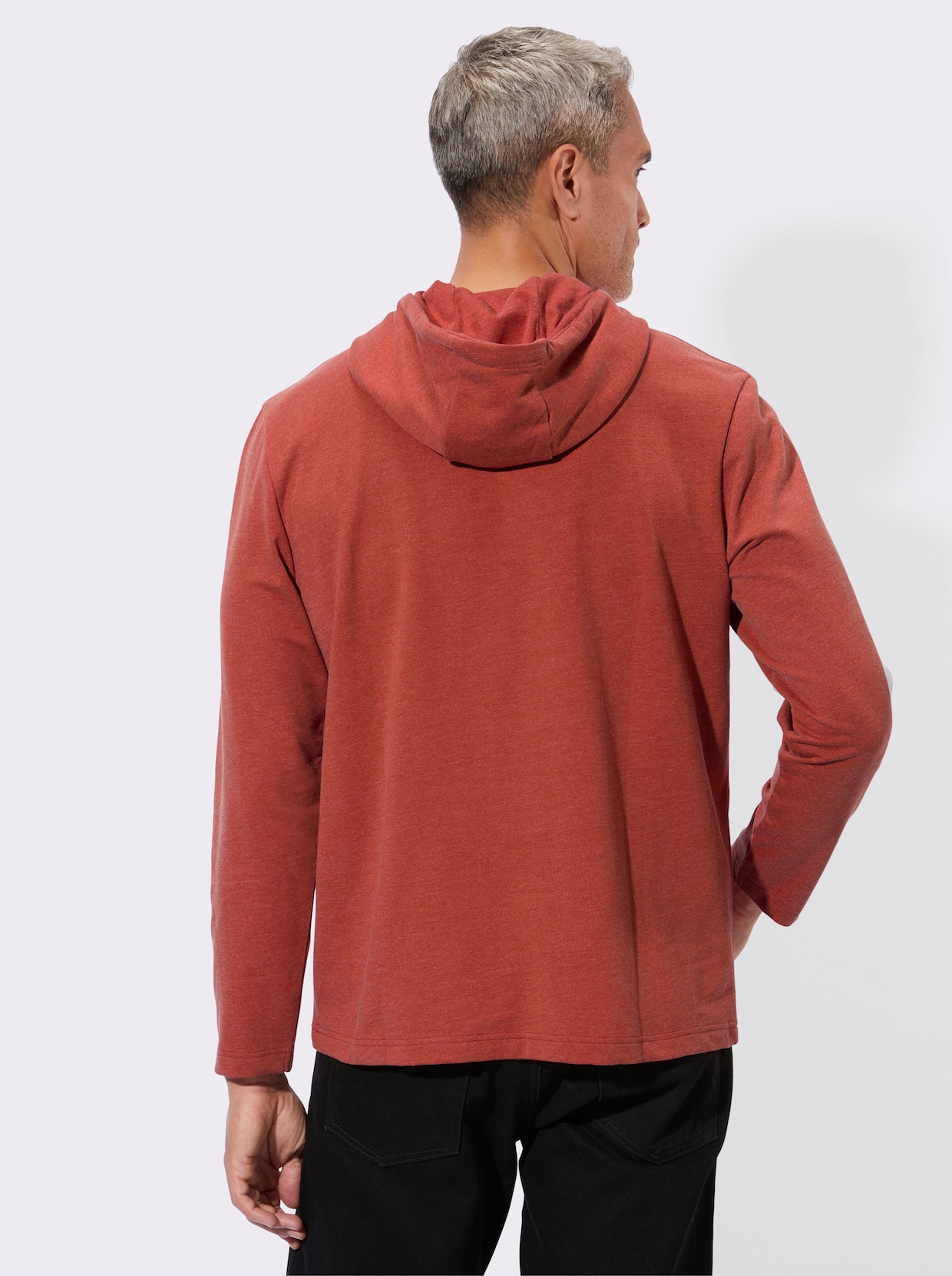 Mikina, kapucňa, viazačka - Hrdzavočervený melír