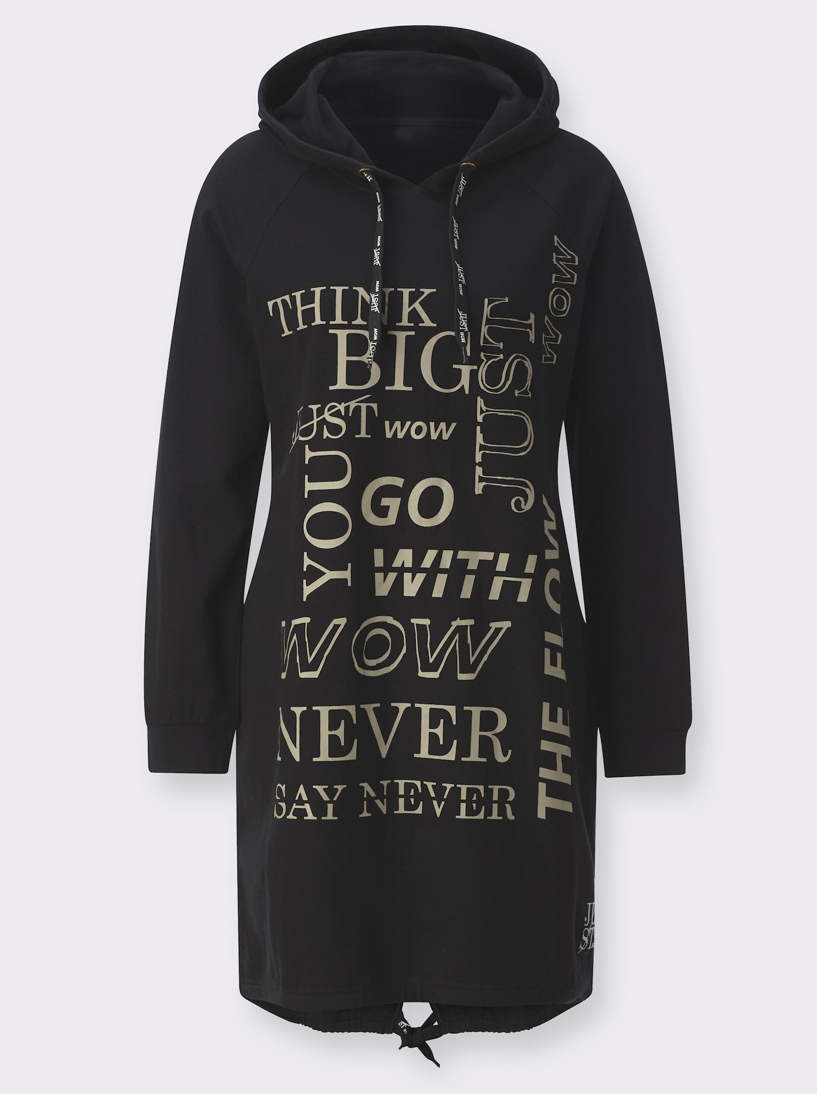 Jerseykleid mit Schriftzug-Print - schwarz-schlamm