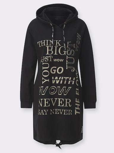 Jerseykleid mit Schriftzug-Print - schwarz-schlamm