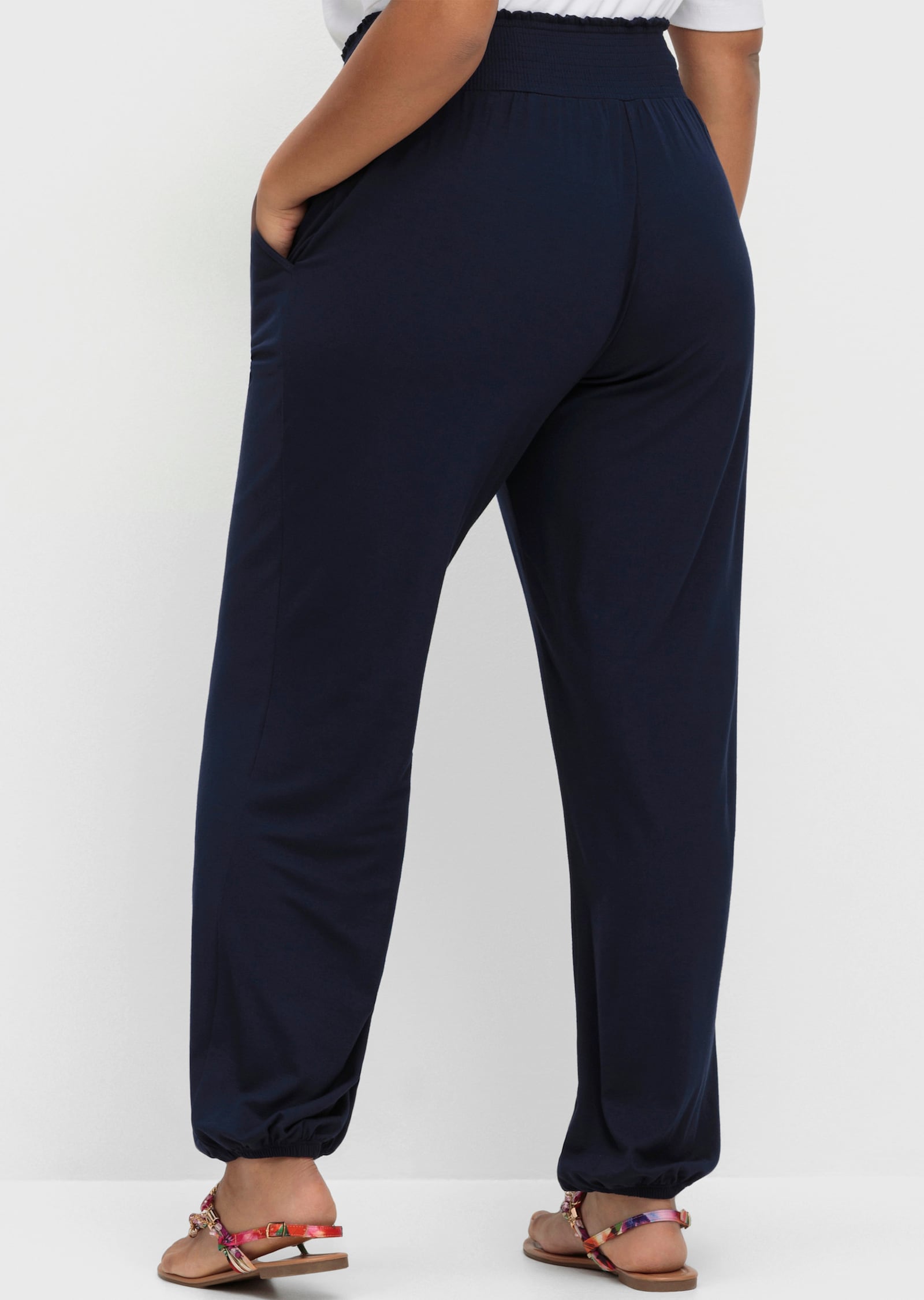 sheego Jerseyhose mit Saum-Gummibündchen - marine