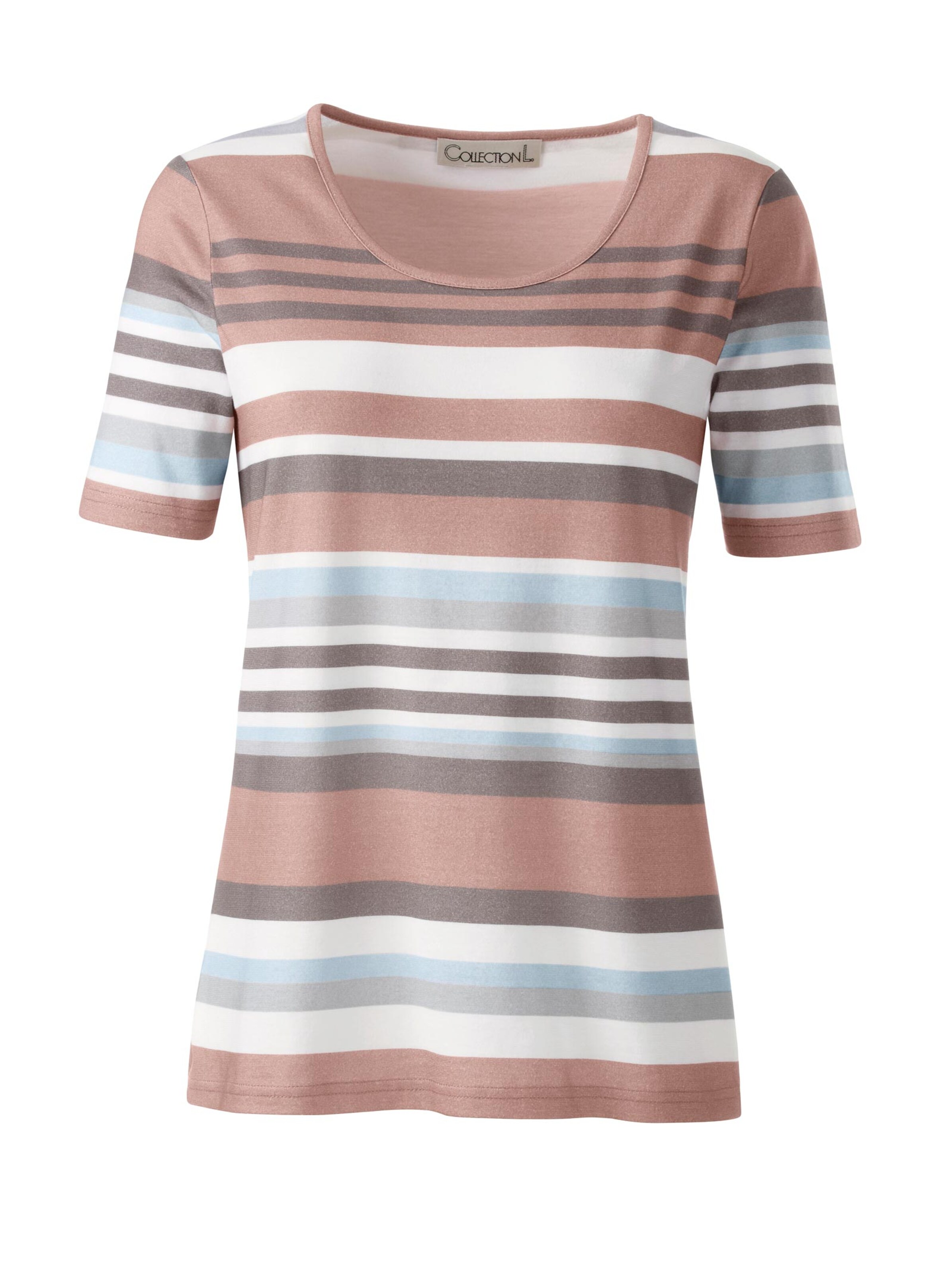 Shirt - altrosé-taupe-geringelt