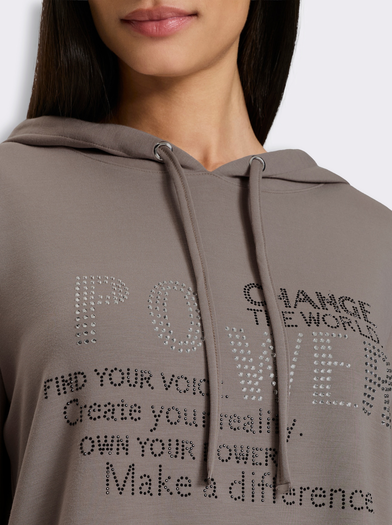 heine Kapuzensweatshirt mit Lettering - taupe