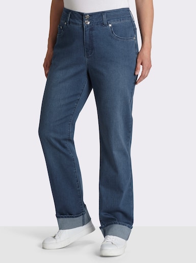 sheego Gerade Jeans mit Umschlag am Saum - blue-stone-washed