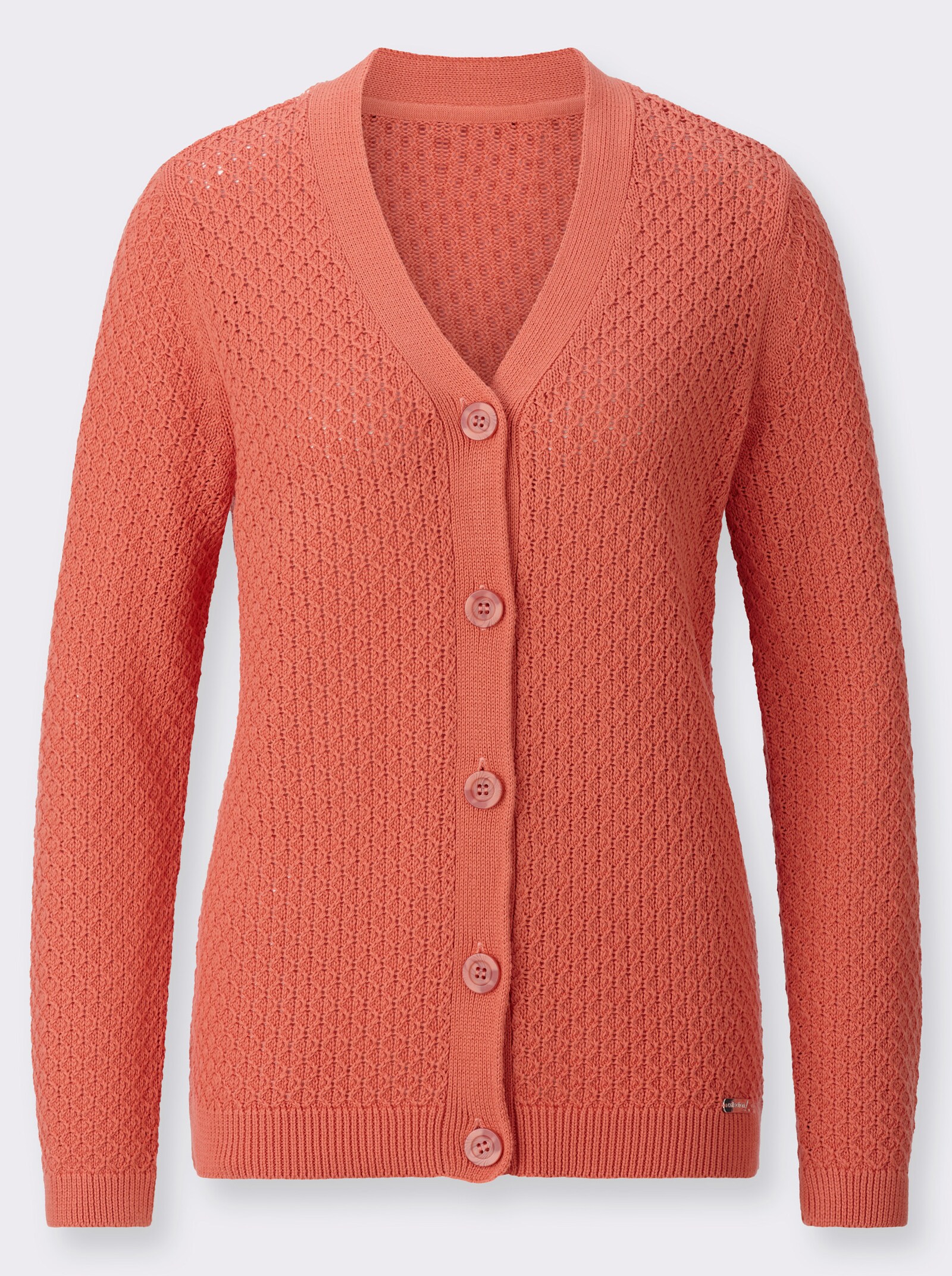 Strickjacke mit Rautenmuster - papaya
