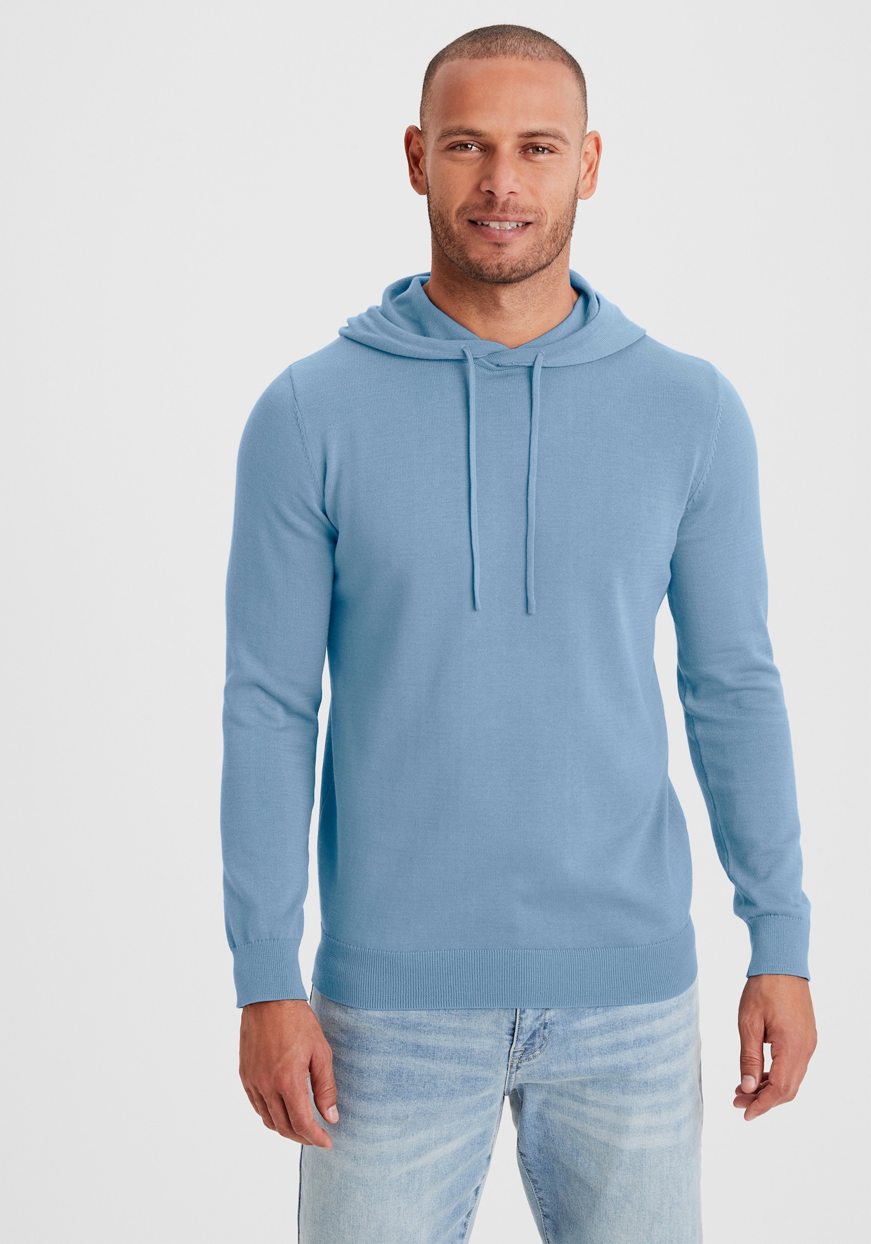 H.I.S Tricotvest - blauw gemêleerd