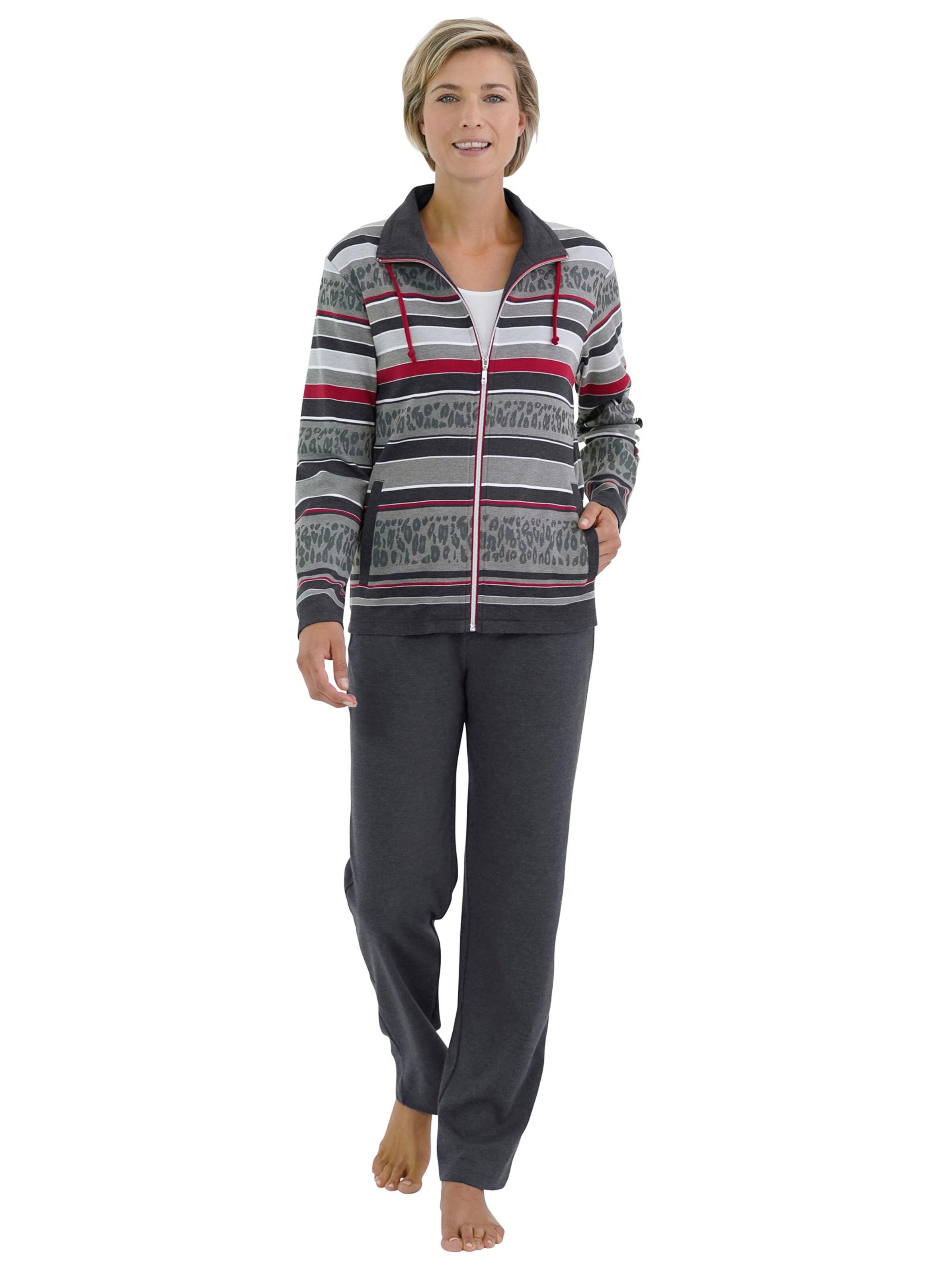 Hausanzug - anthrazit-rot