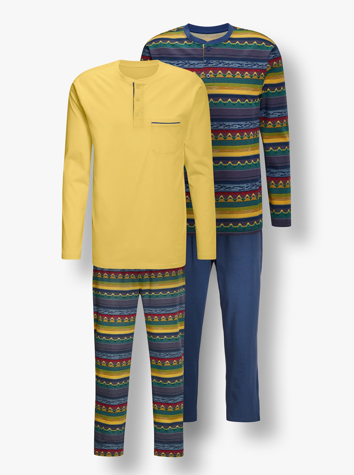 wäschepur men Pyjama's - geel + jeansblauw