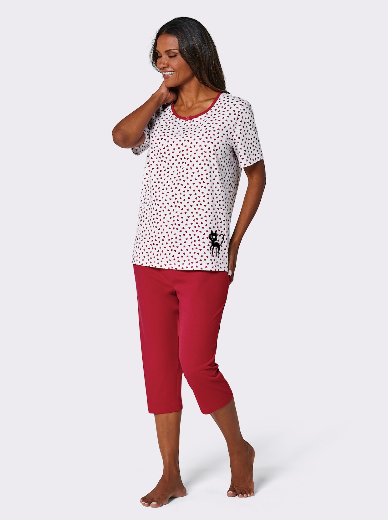 wäschepur Capri-Anzüge - weiß-schwarz-bedruckt + weiß-rot-bedruckt