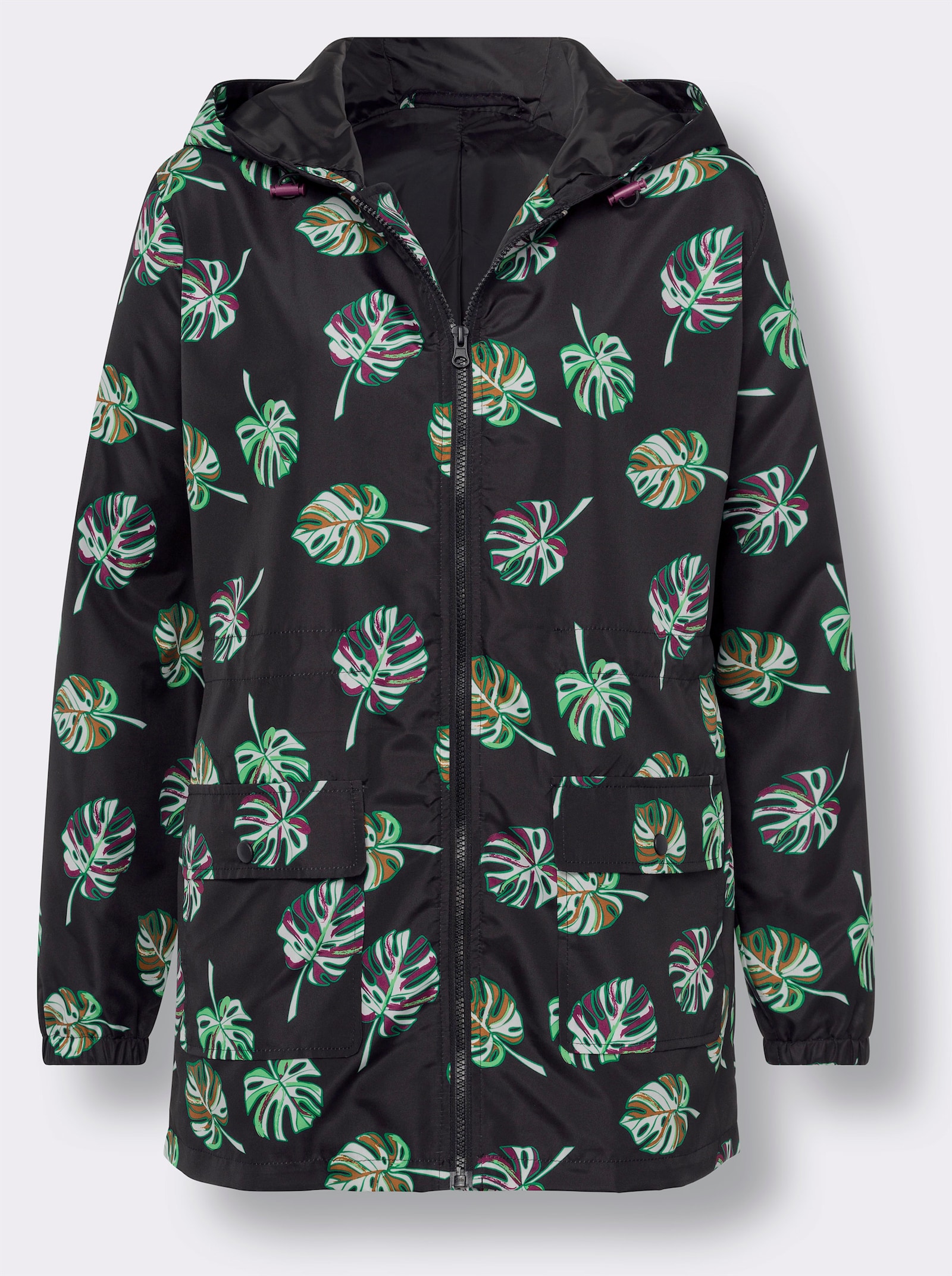 Regenjacke mit Innenfutter - schwarz-bedruckt