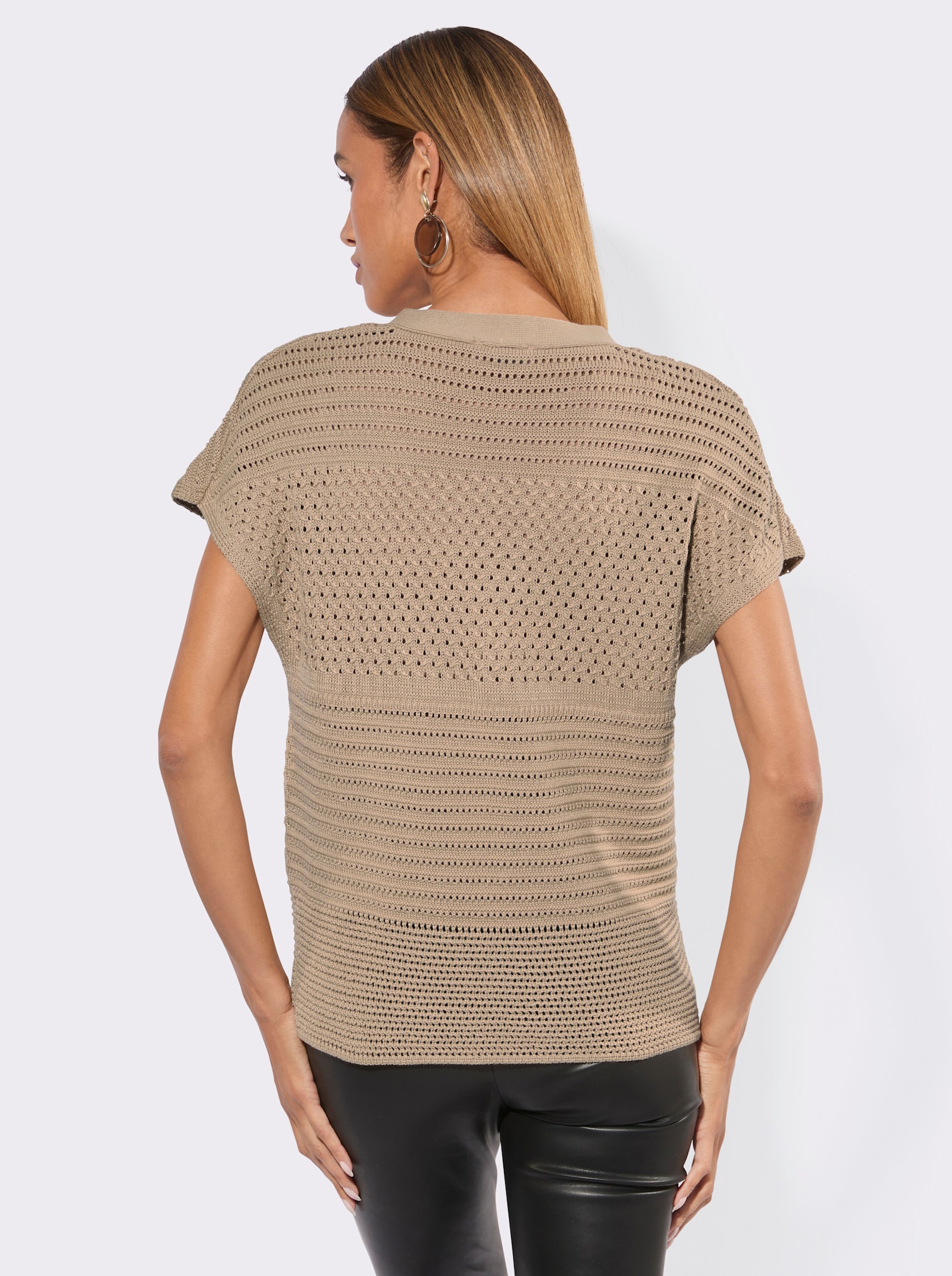 V-Ausschnitt-Pullover im mustermix - beige