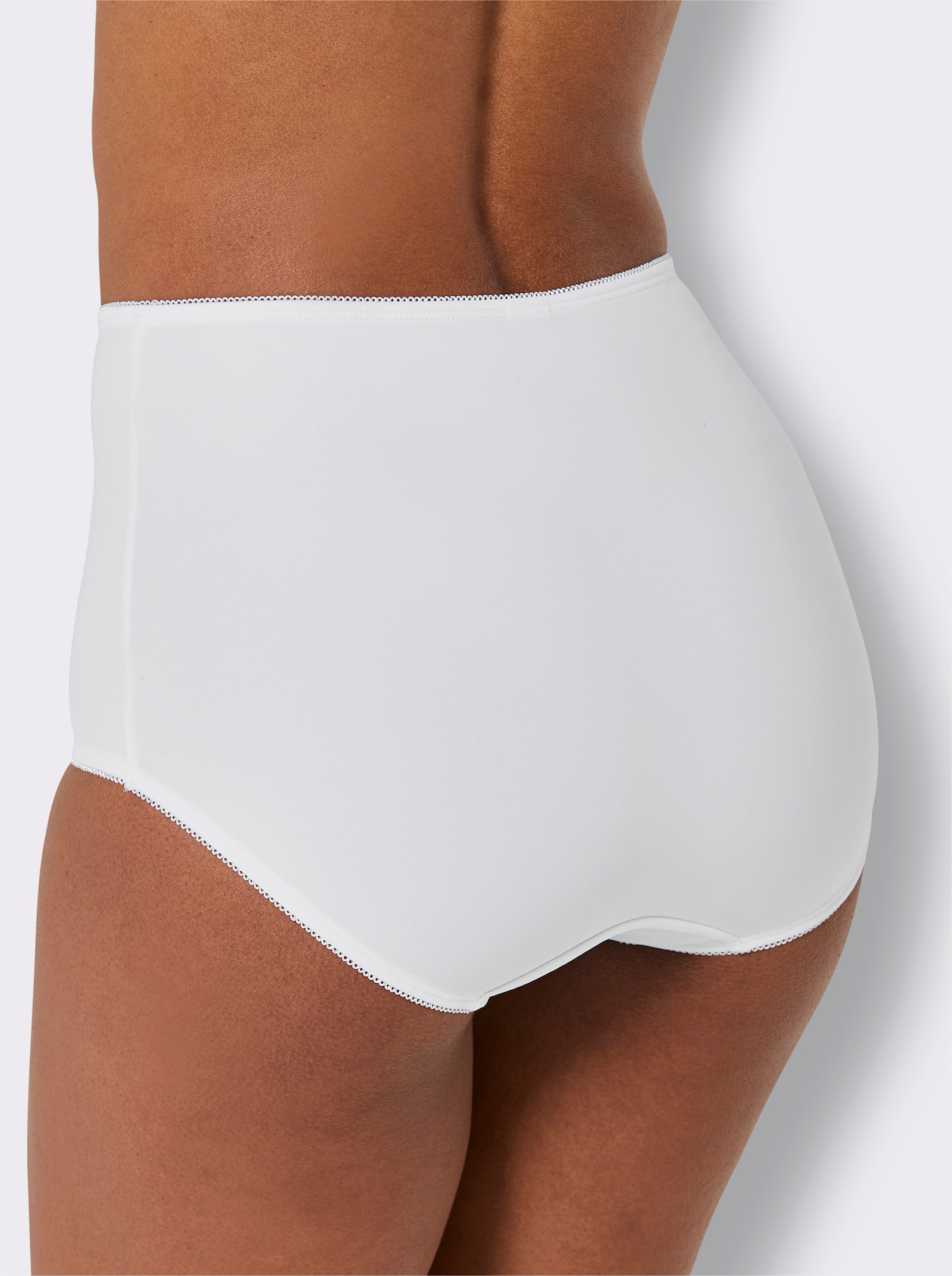 wäschepur Taillenslip mit Mäusezähnchen-Borte - weiß-mauve + weiß