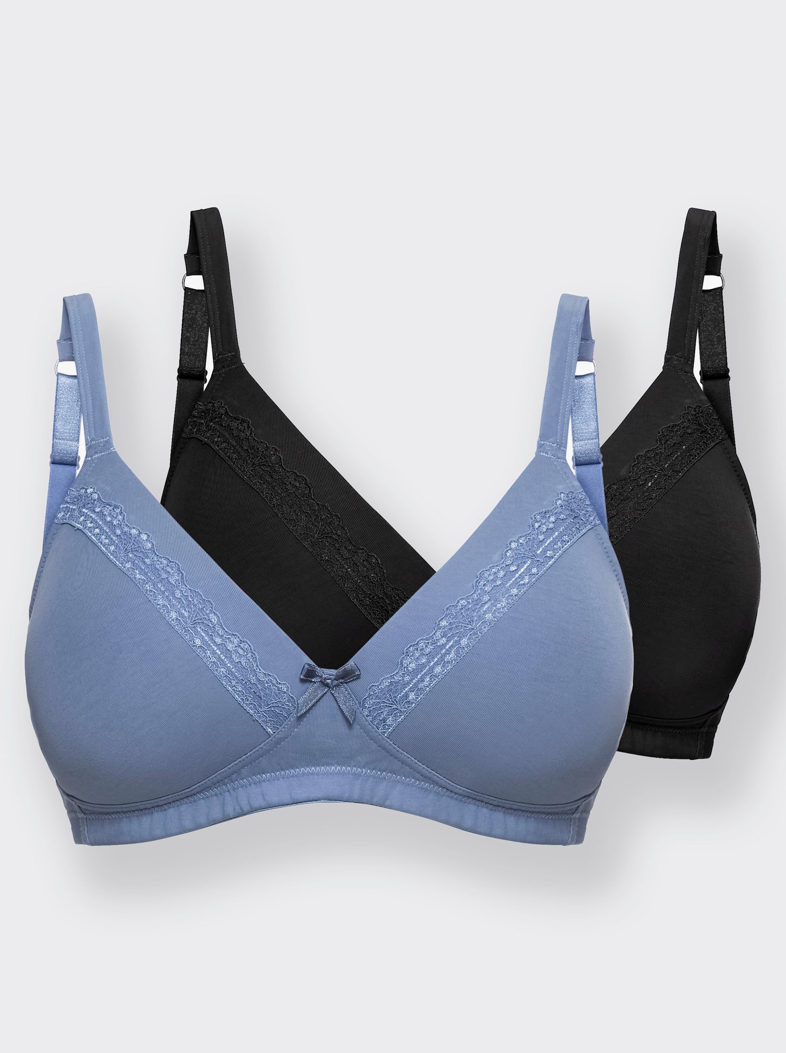 wäschepur Schalen-BH ohne Bügel mit vorgeformten Cups - schwarz + jeansblau