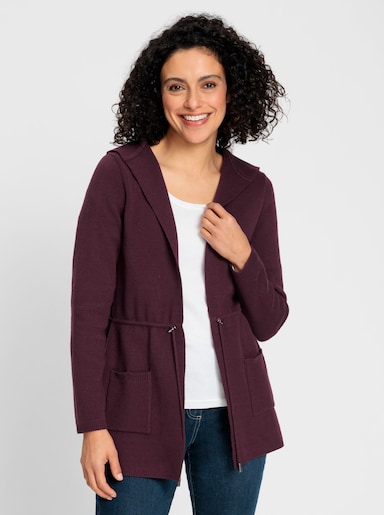 Kapuzenstrickjacke - burgund