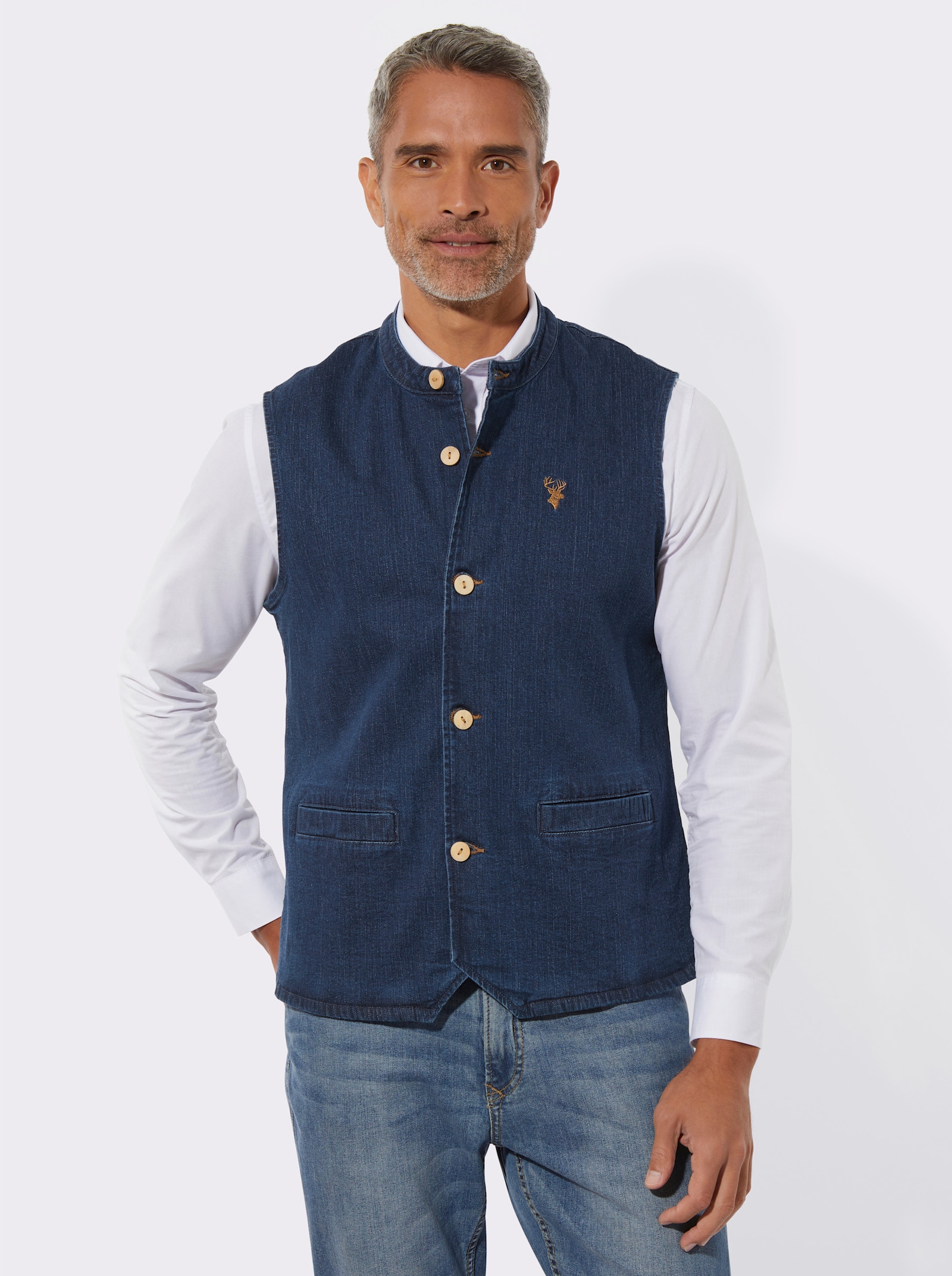 Folkloregilet met opstaande kraag - dark-blue