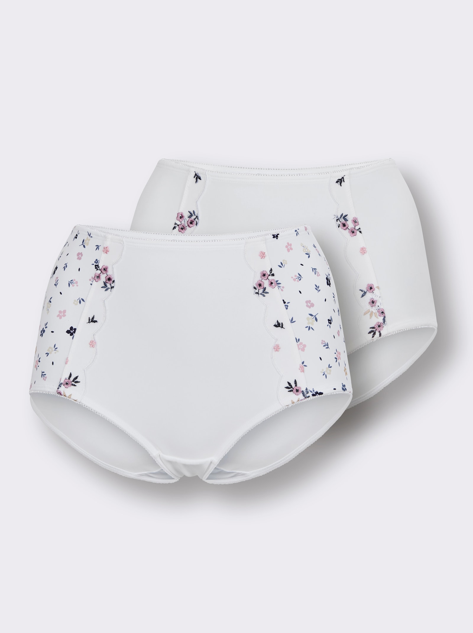 wäschepur Taillenslip mit Mäusezähnchen-Borte - weiß-mauve + weiß