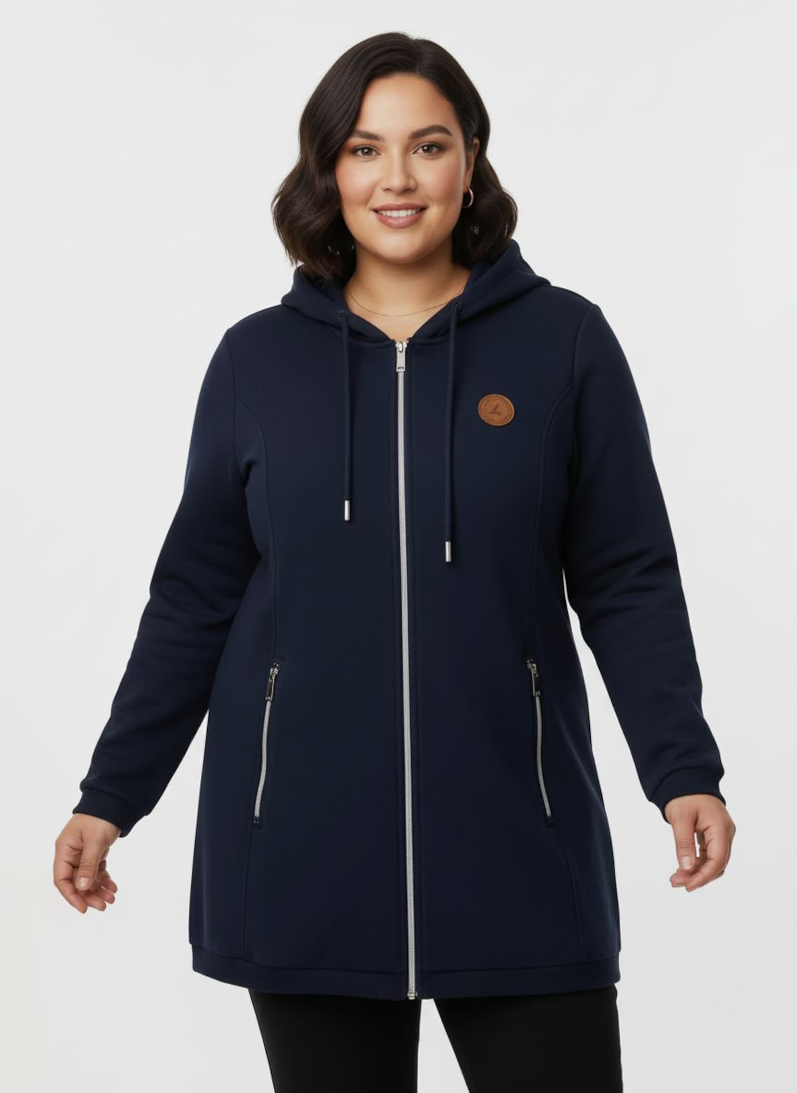 Sweatjacke in weich angerauter Qualität - marine