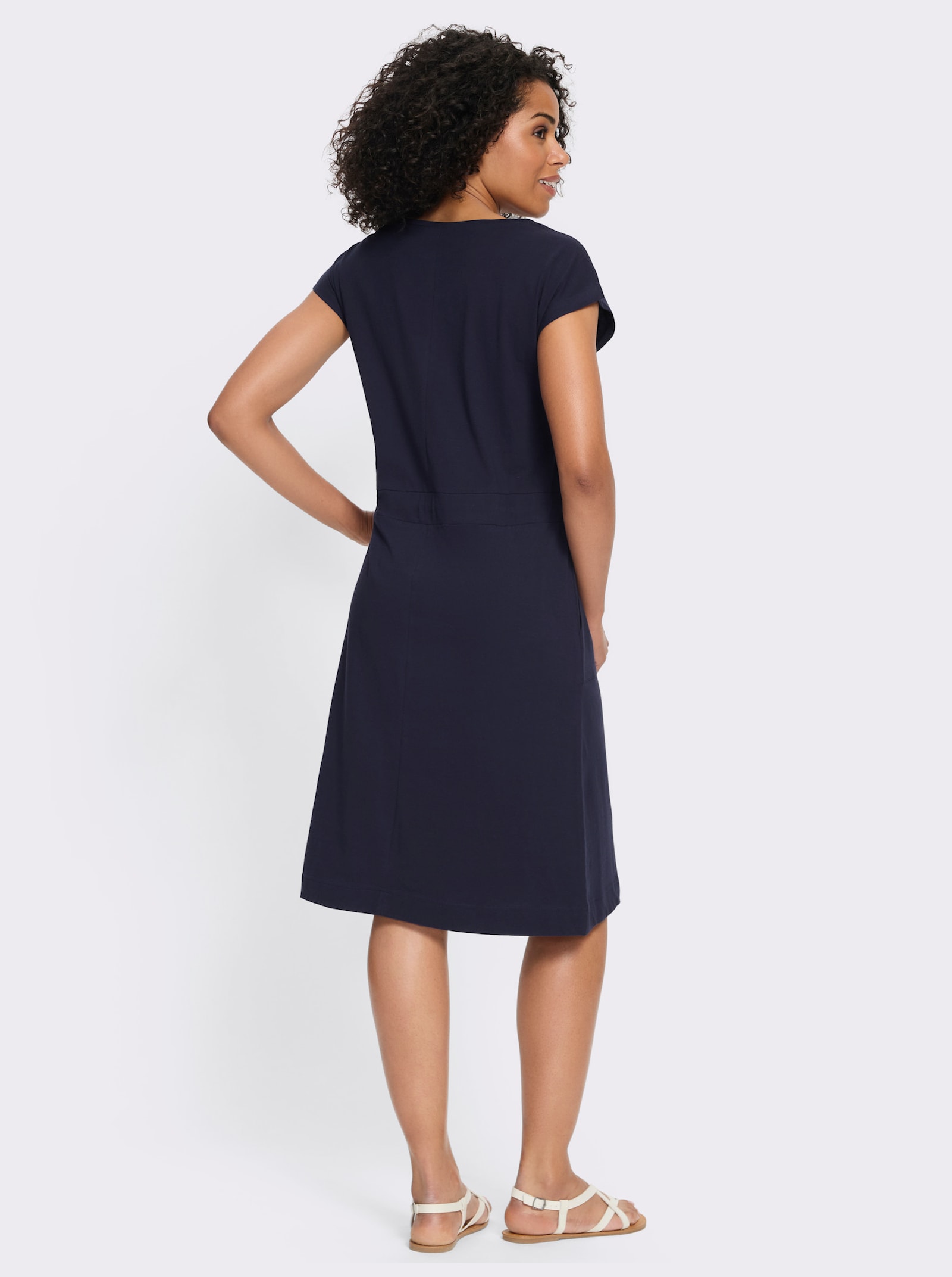 Jerseykleid mit Bindeband - marine