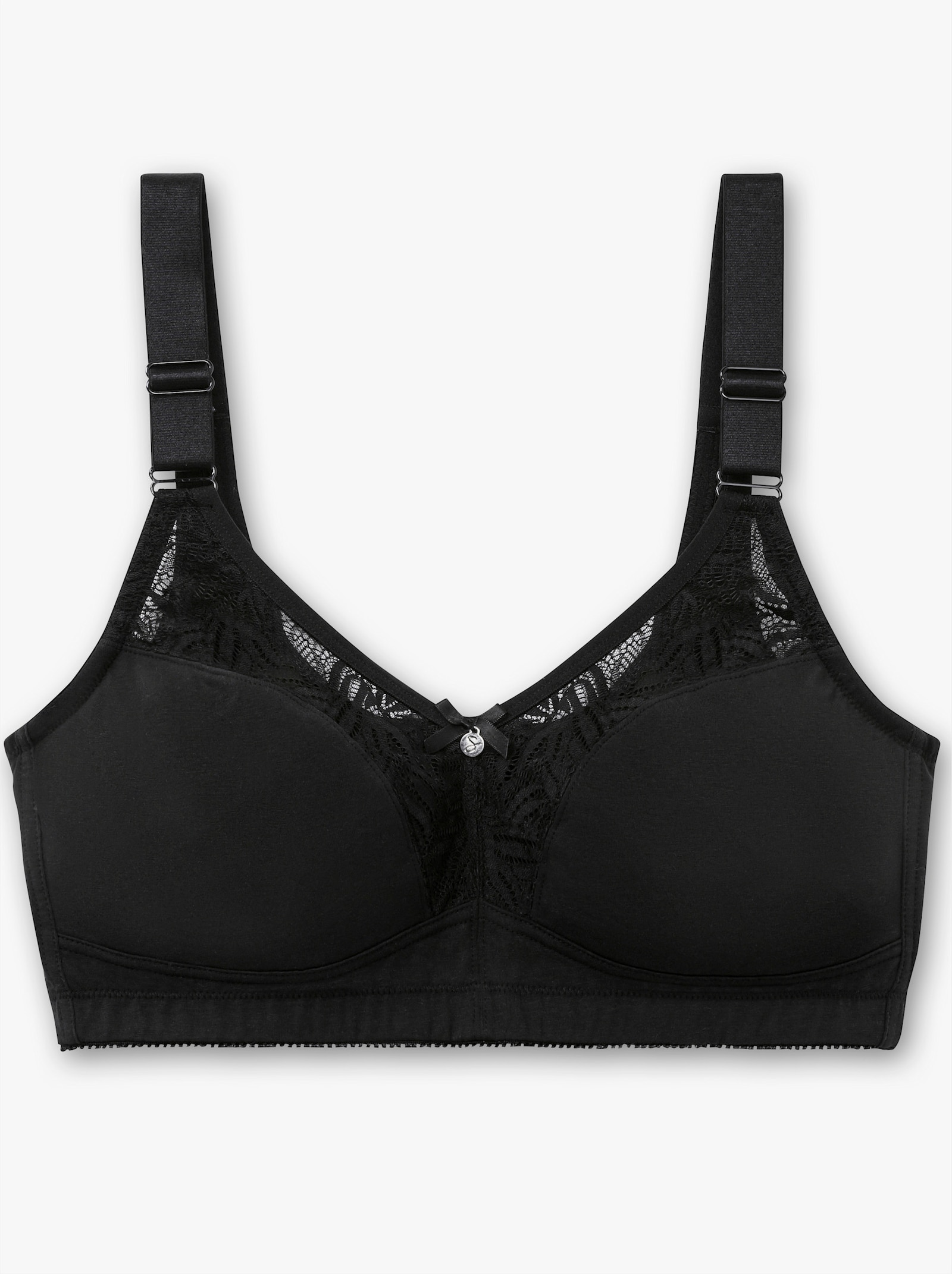 sheego Bügelloser BH mit Spitze und wattierten Cups - schwarz