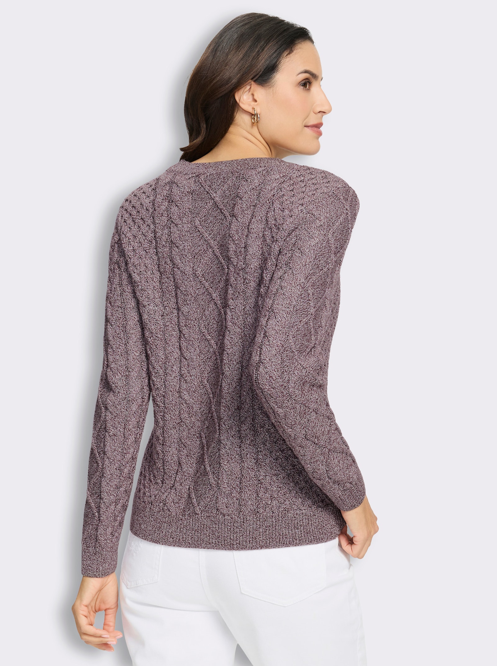 Strickpullover im Mustermix - burgund-meliert