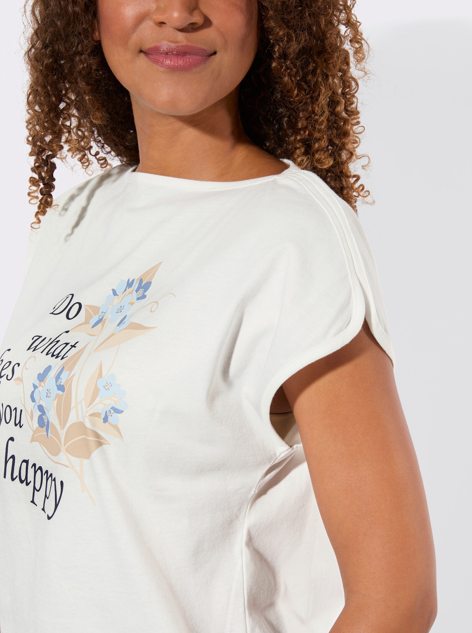 Shirt mit Schriftzug - ecru-marine-bedruckt