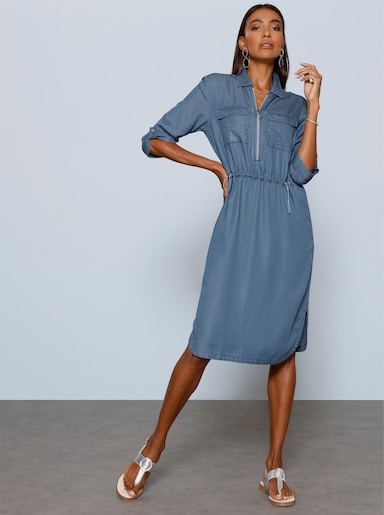 Jeanskleid mit Falte hinten - blue-bleached