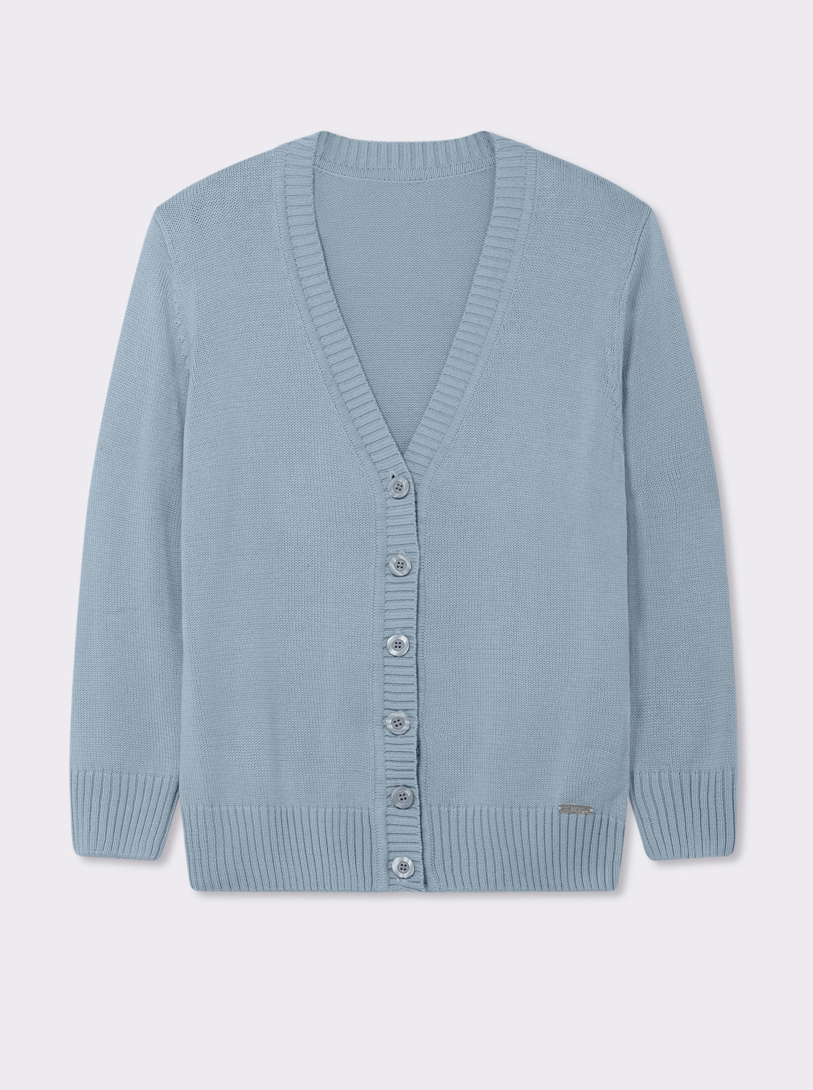 Strickjacke mit farblich abgestimmten Knöpfen - eisblau