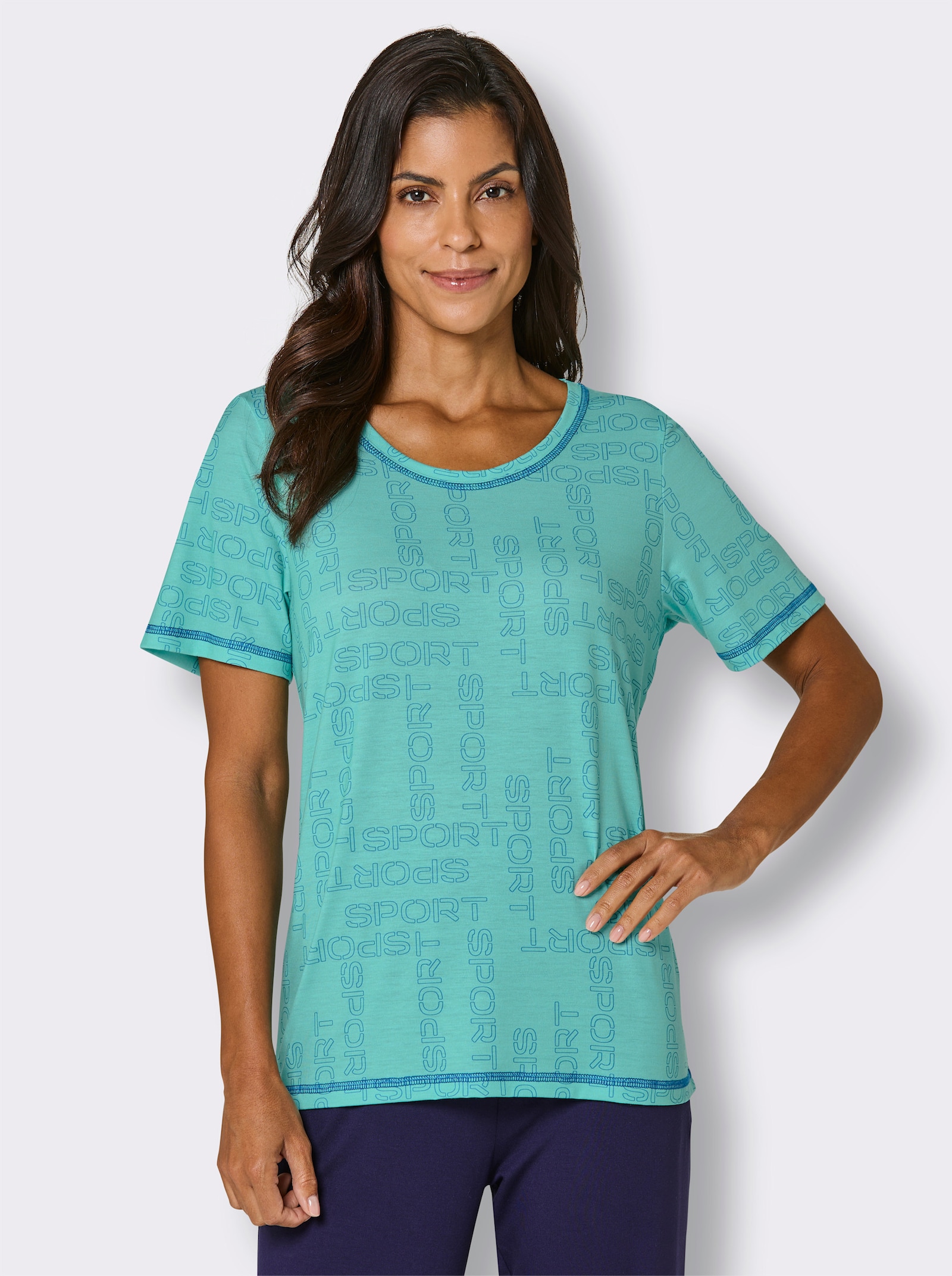 Funktionsshirt mit längerem Rückenteil - salbei-bedruckt