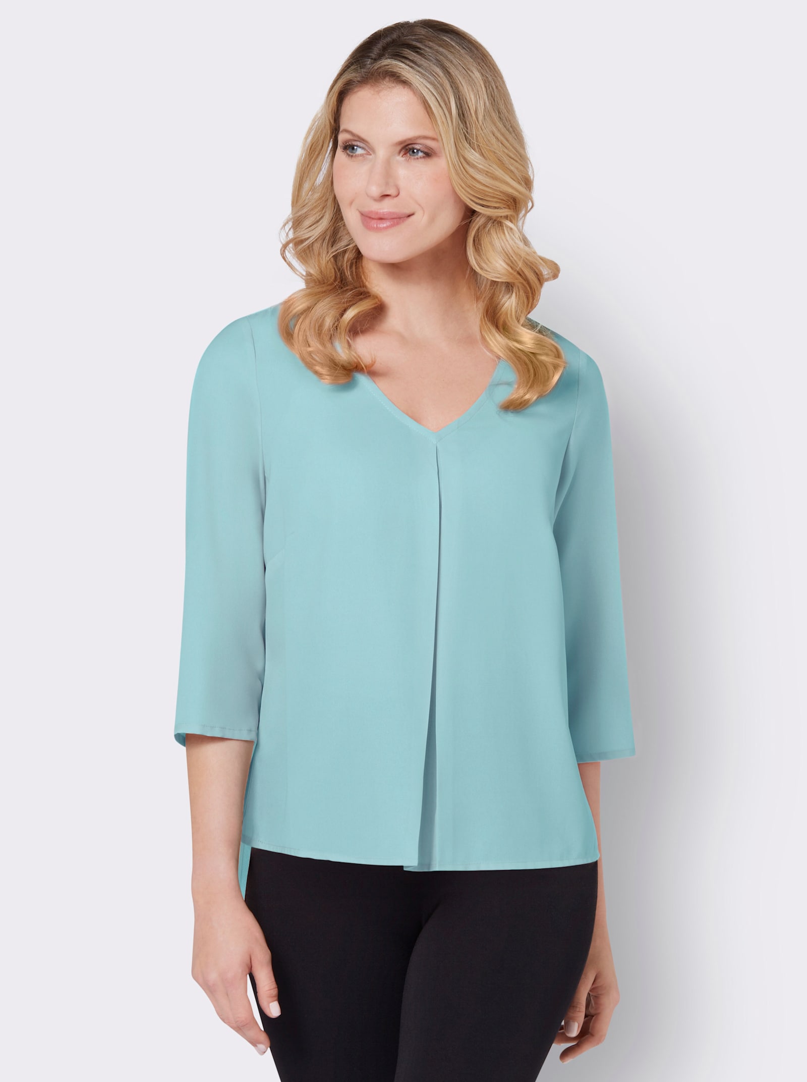 Plissee-Bluse mit großer Falte - mint