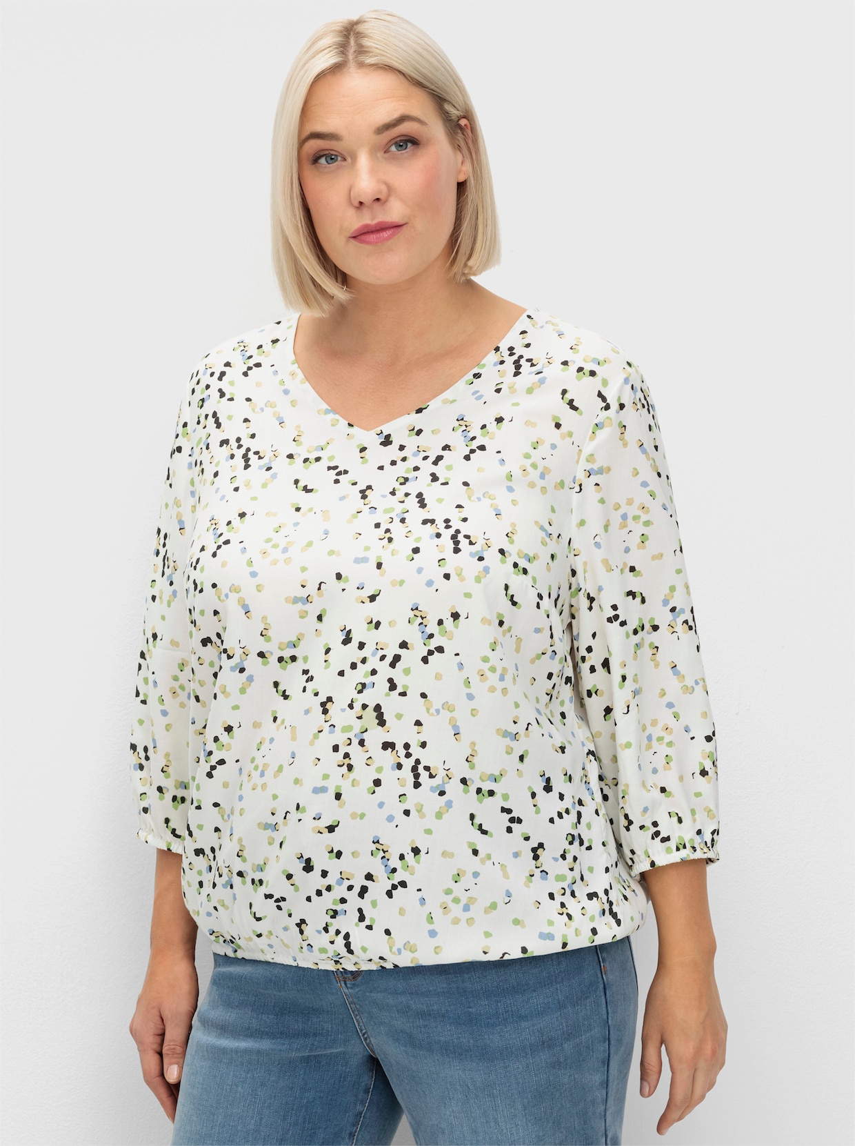 sheego Tuniek - champagne gedessineerd