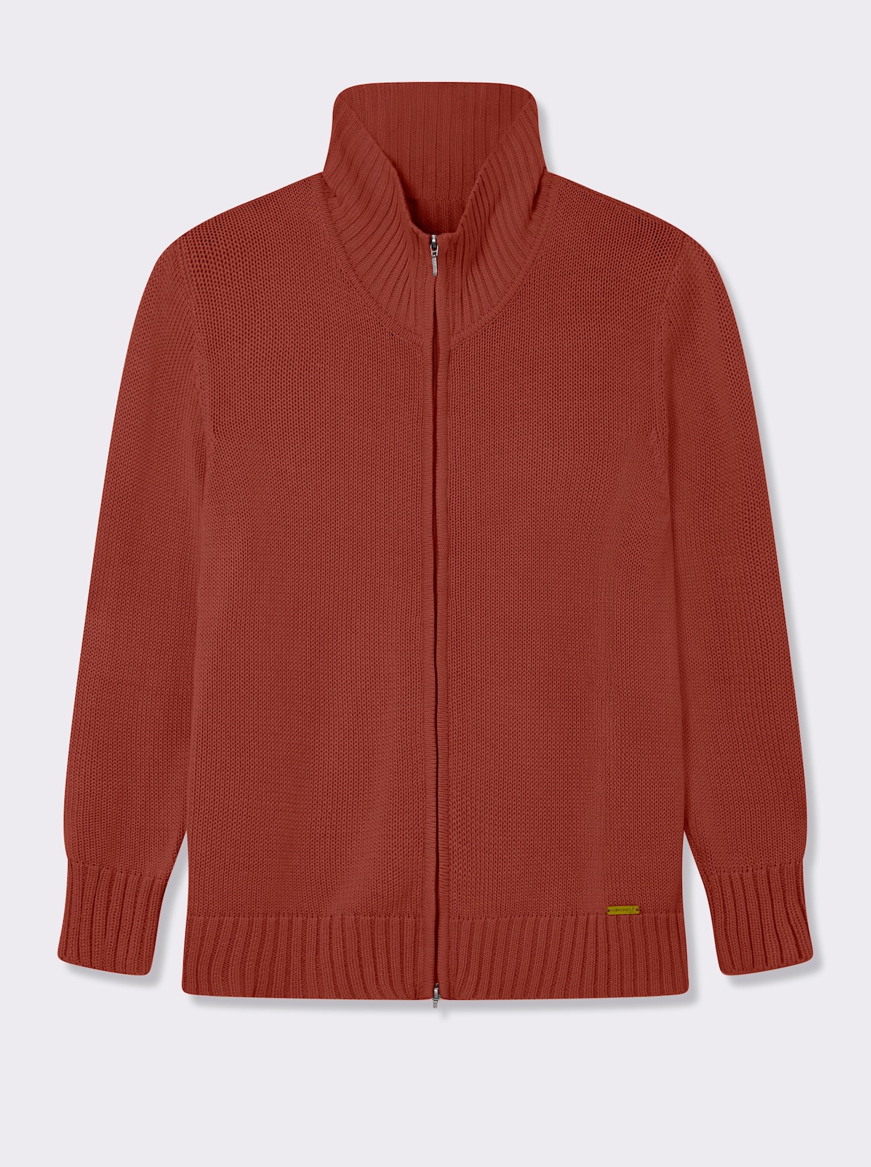 Strickjacke mit 2-Wege-Reißverschluss - rostrot