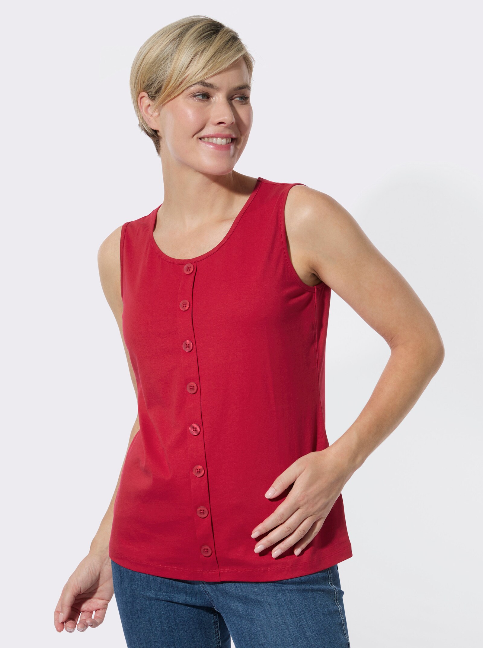Shirttop im Doppelpack - rot-weiß-getupft + rot