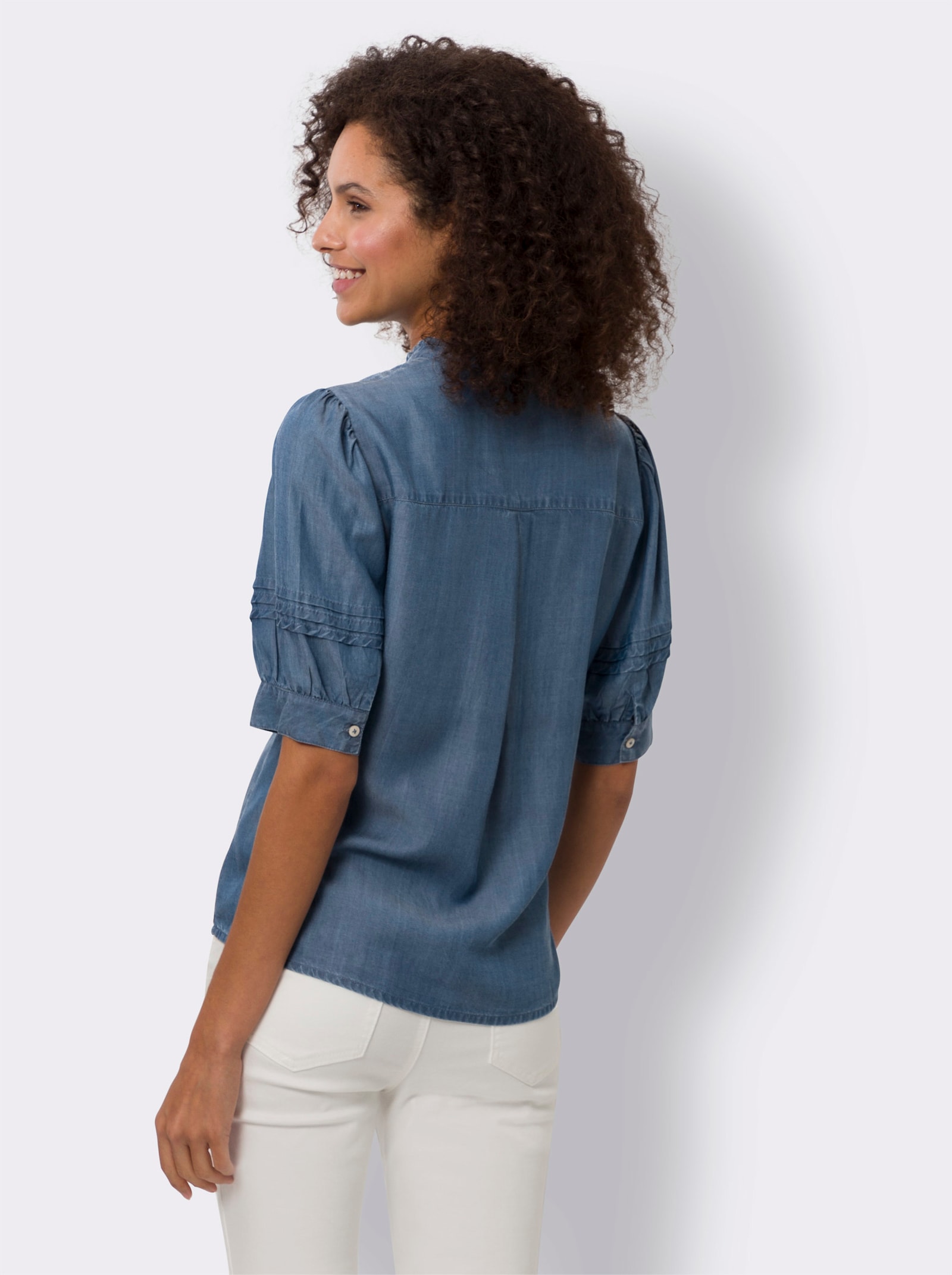 heine Jeansbluse mit Puffärmeln - blue-bleached