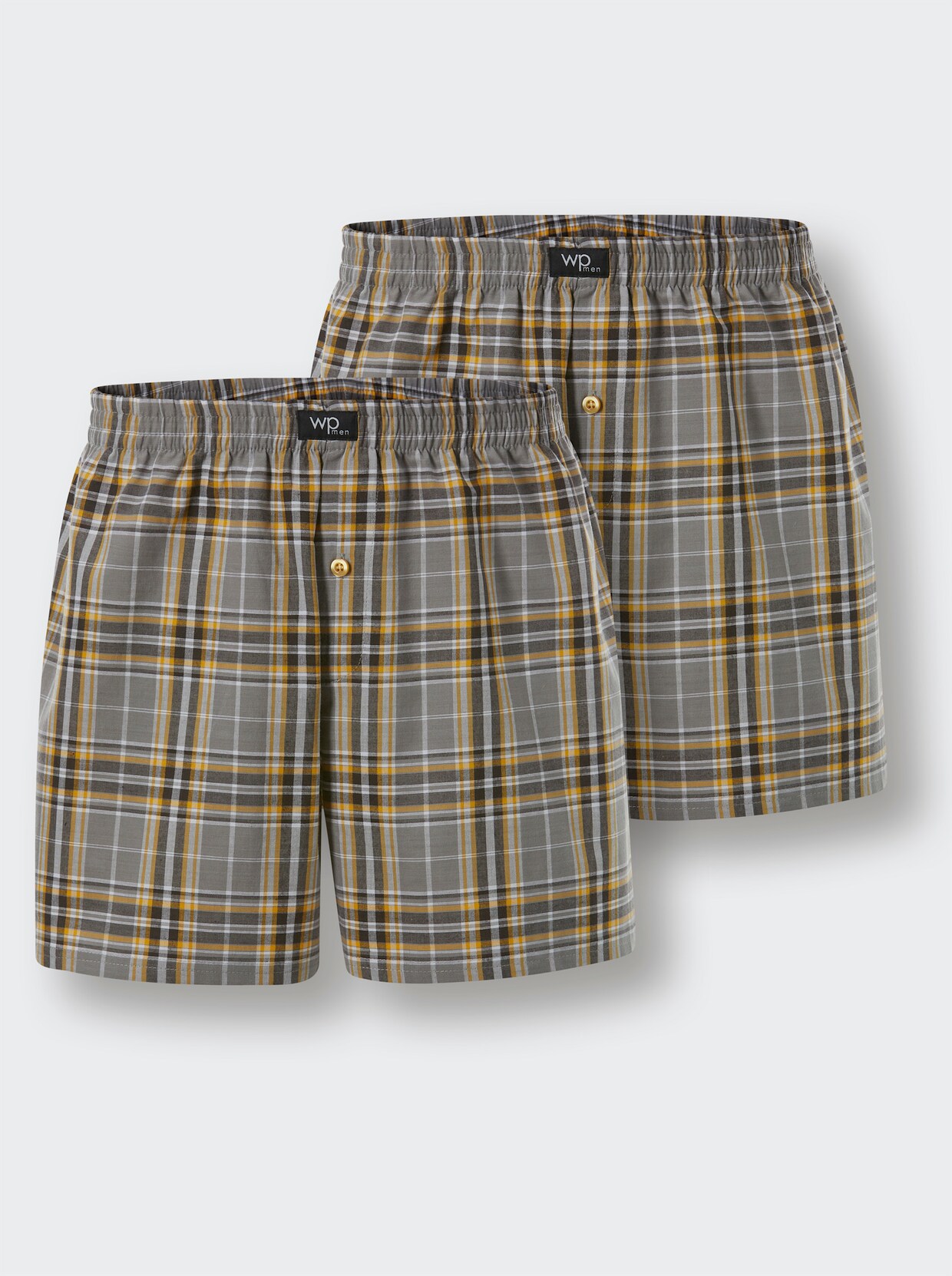 wäschepur men Boxershorts - grau-ocker-kariert