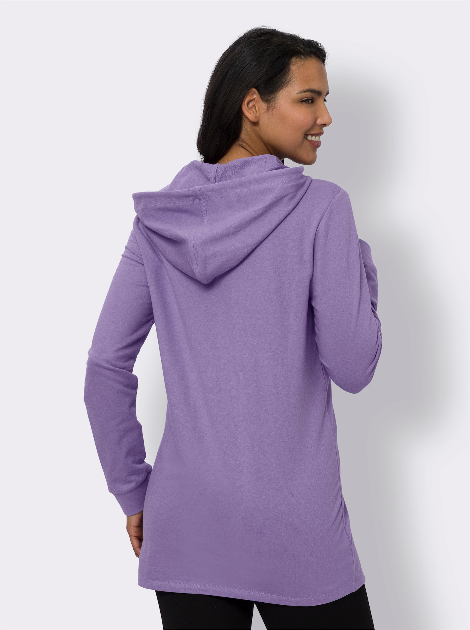 Lang sweatshirt met capuchon - lavendel