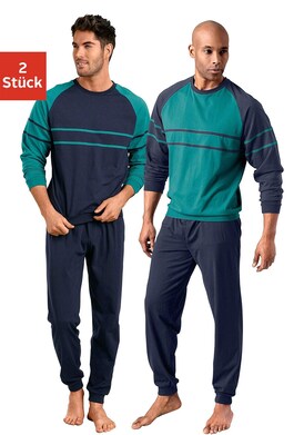 Pyjama - 1x grün + 1x marine