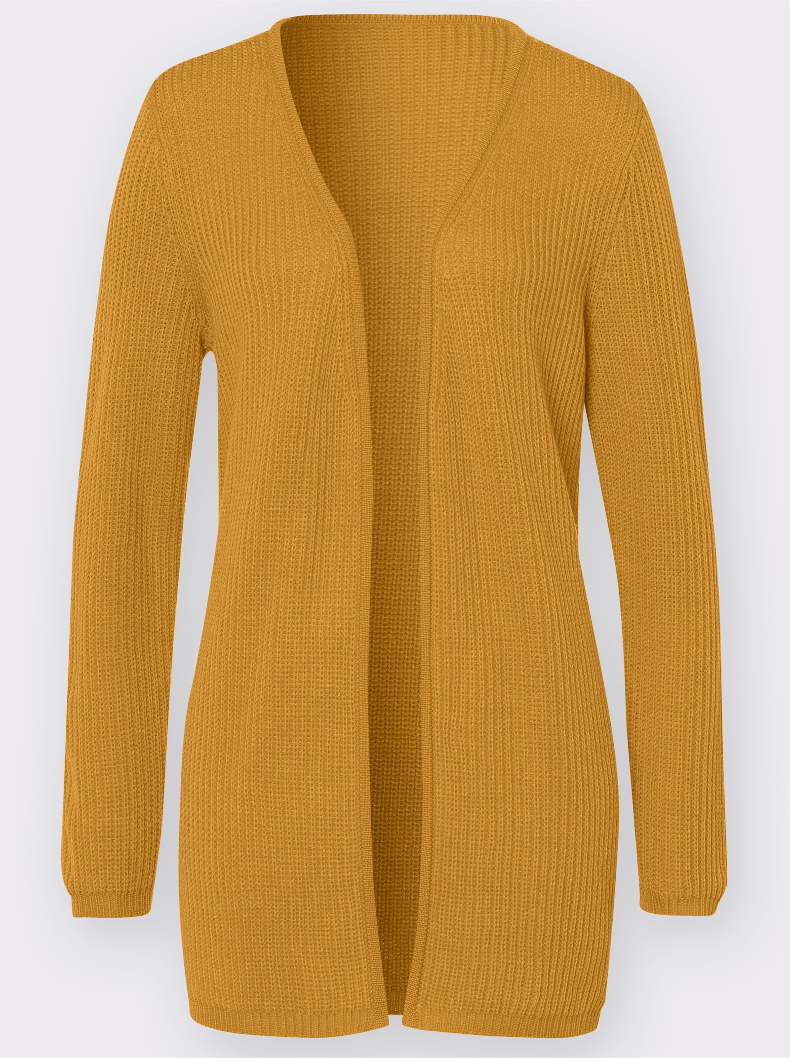 Úpletový kabátik s rebrovanými zakončeniami - okrová