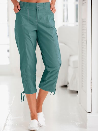 Caprihose mit weitenverstellbarem Saum - petrol