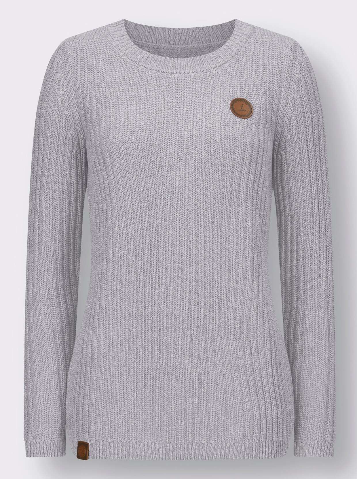 Pullover met ronde hals - steengrijs/wit gemêleerd