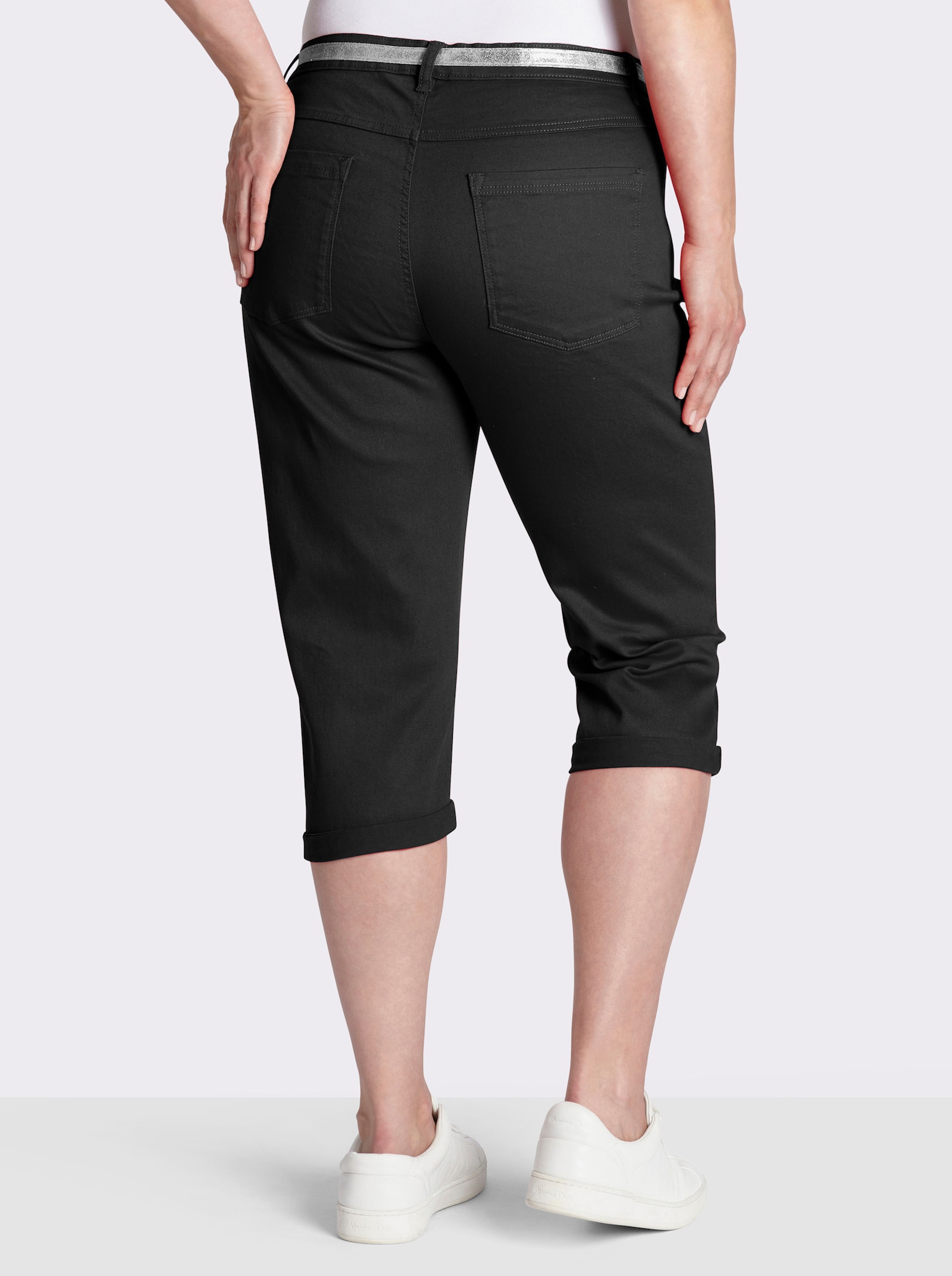 Caprijeans inklusive Gürtel - schwarz