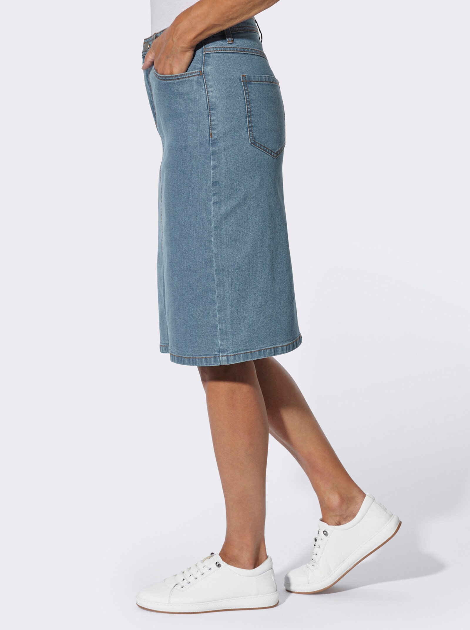 Jeansrock in 5-Pocket-Form - blue-bleached