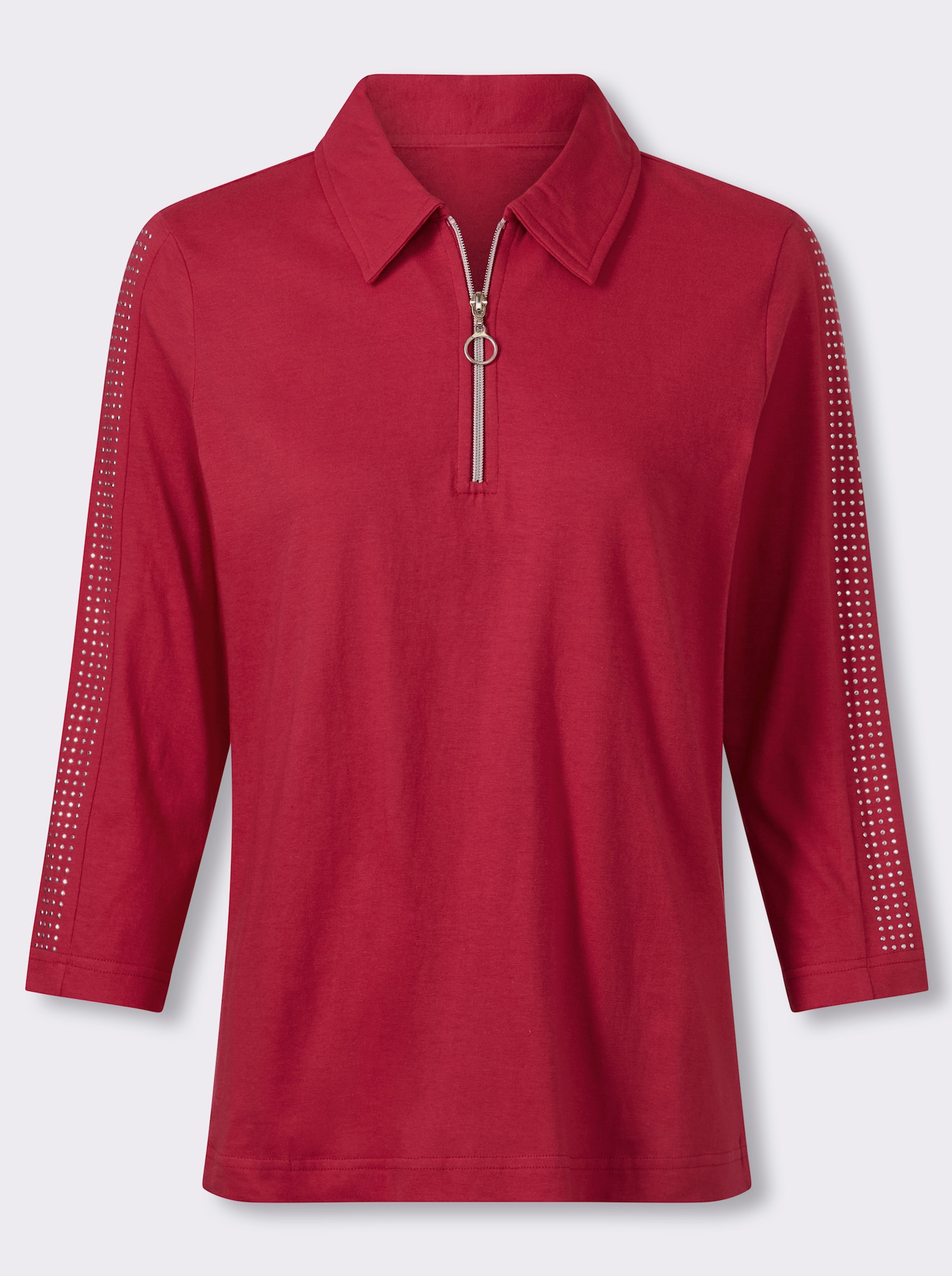 Poloshirt mit Glitzersteinchen - erdbeere