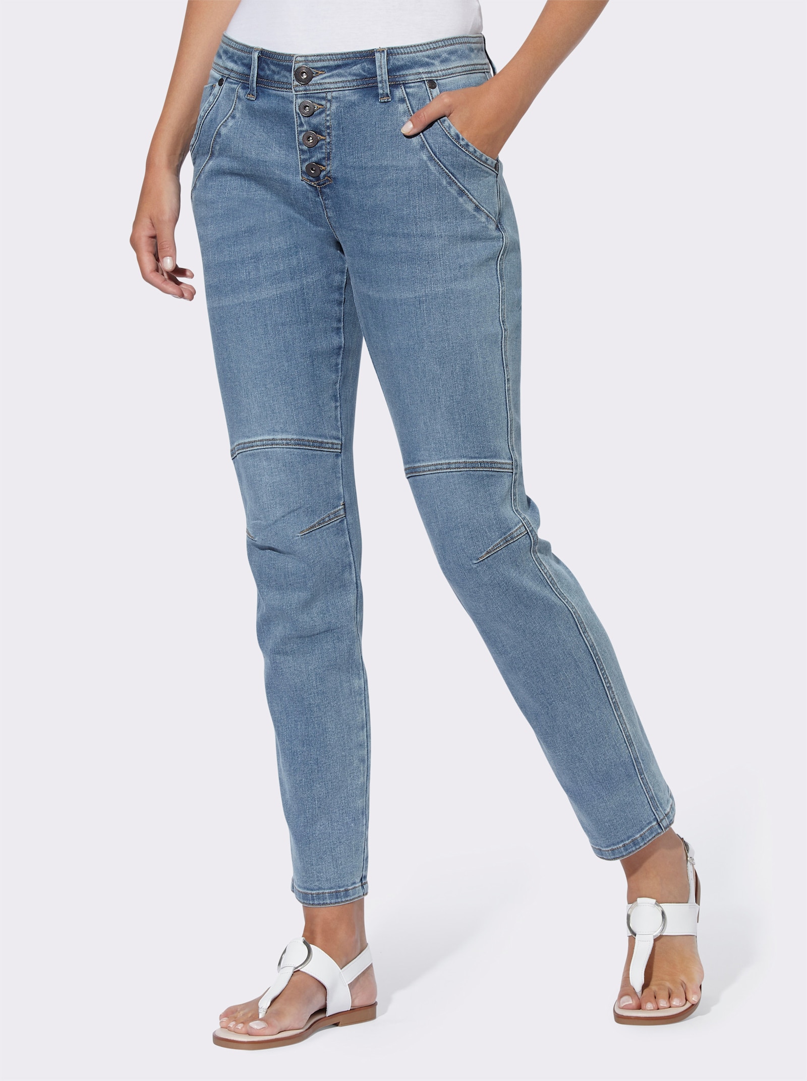 heine 5-pocketsjeans in boyfriend-stijl - blue-bleached