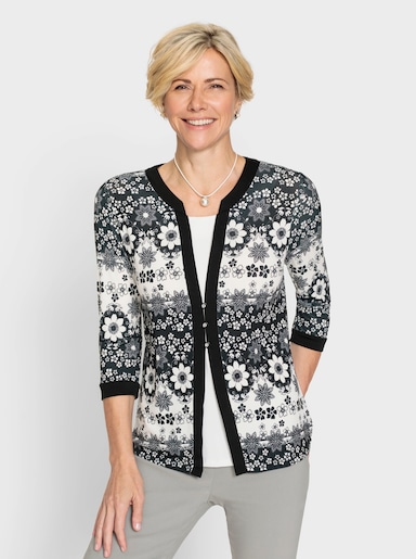 2-in-1-Shirt mit 3/4-langen Ärmeln - ecru-schwarz-bedruckt