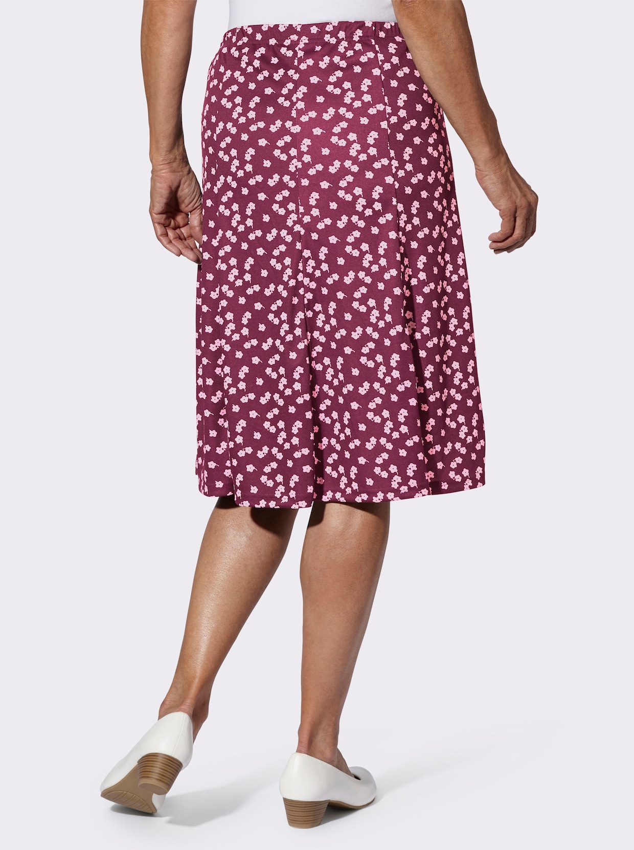 Rok van jersey - bordeaux/wit bedrukt