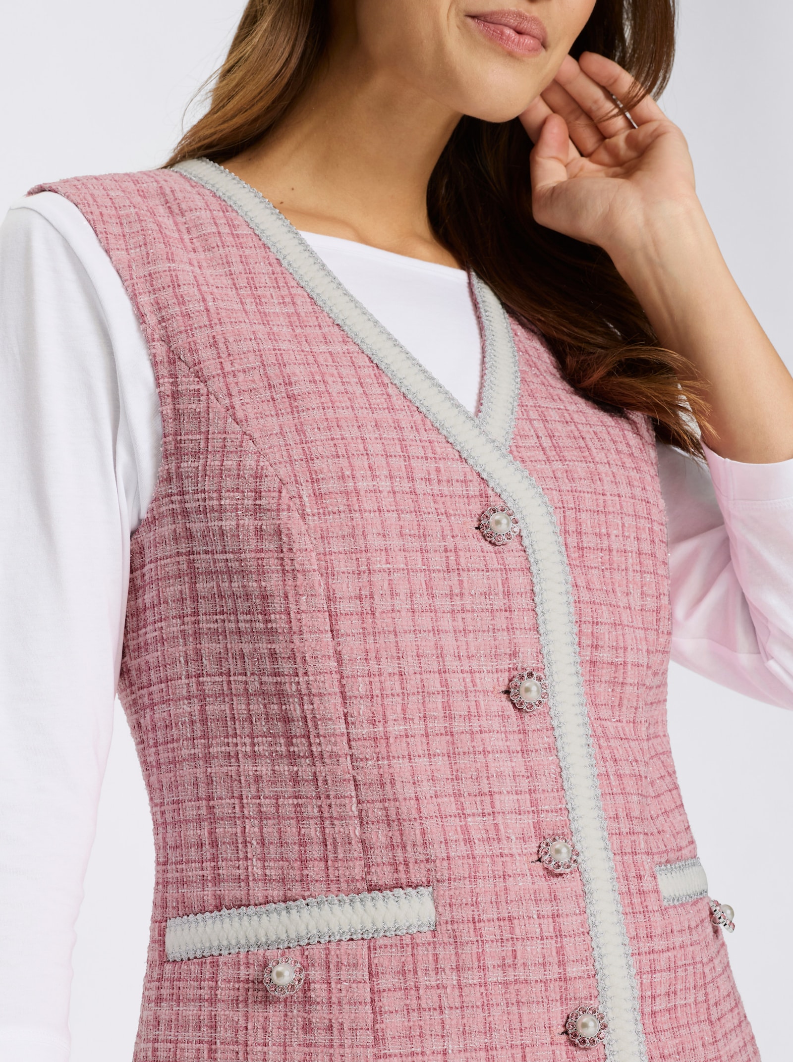 Weste mit Schmuckknöpfen - rosenquarz-meliert