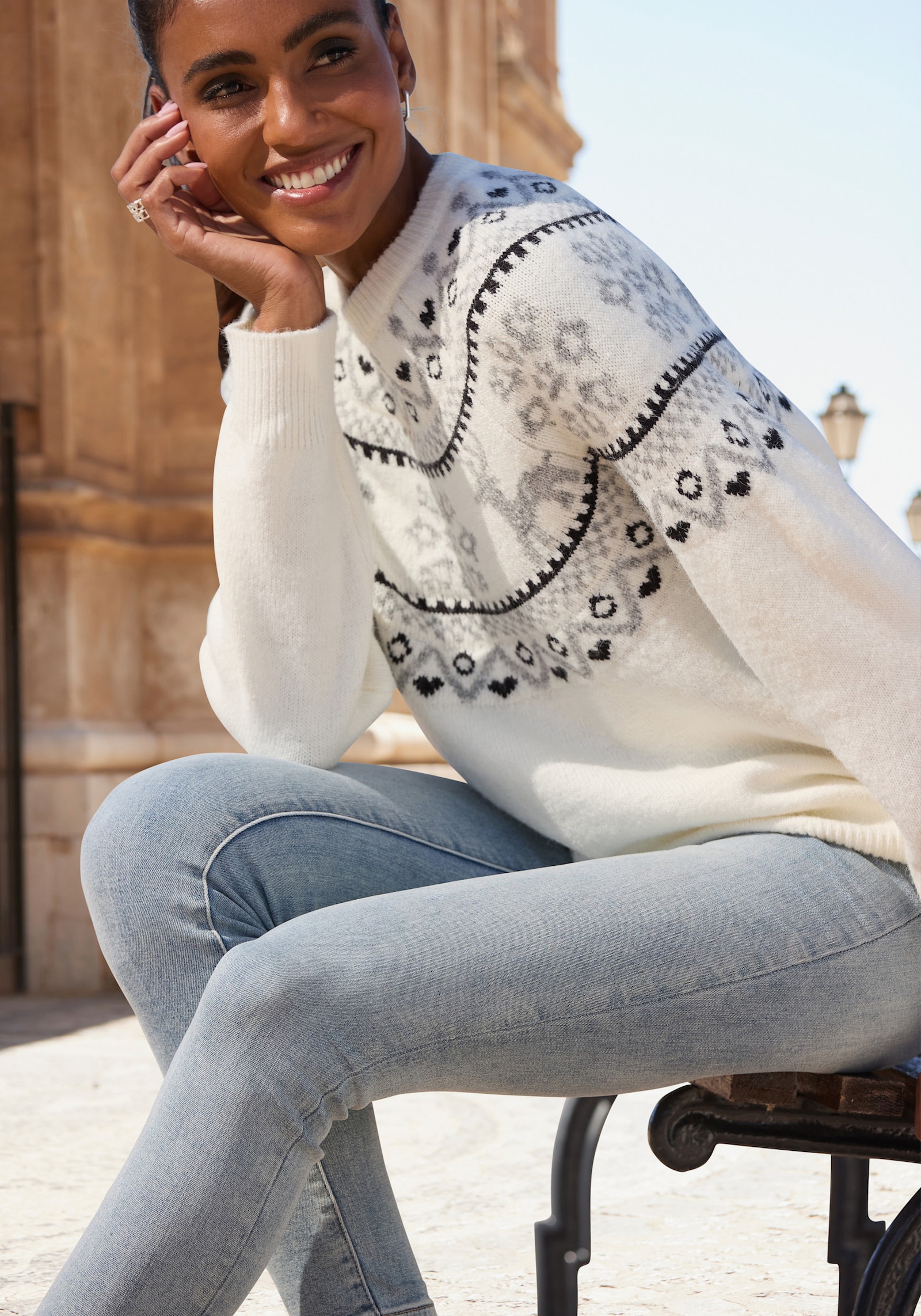LASCANA Norwegerpullover - weiß
