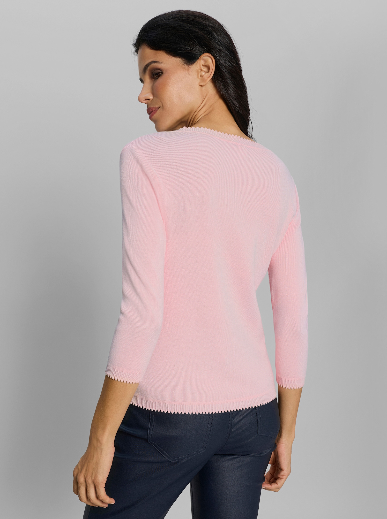 heine 3/4-Arm-Pullover mit Mäusezähnchen - hellrosé